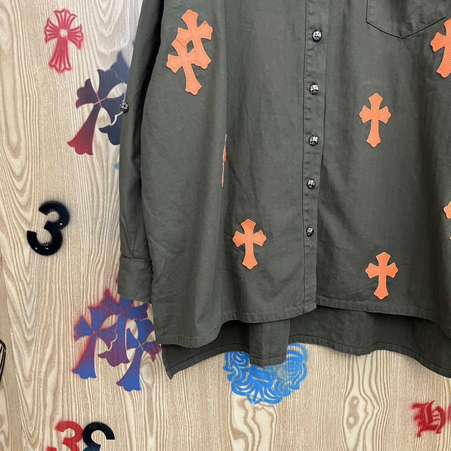 Chrome Hearts  Oversized Cross Patch Shirt - DopestKickz