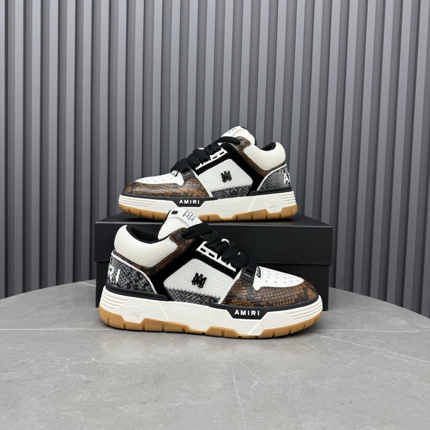 Amiri Off-White & Brown Snake MA-1 Sneakers - DopestKickz