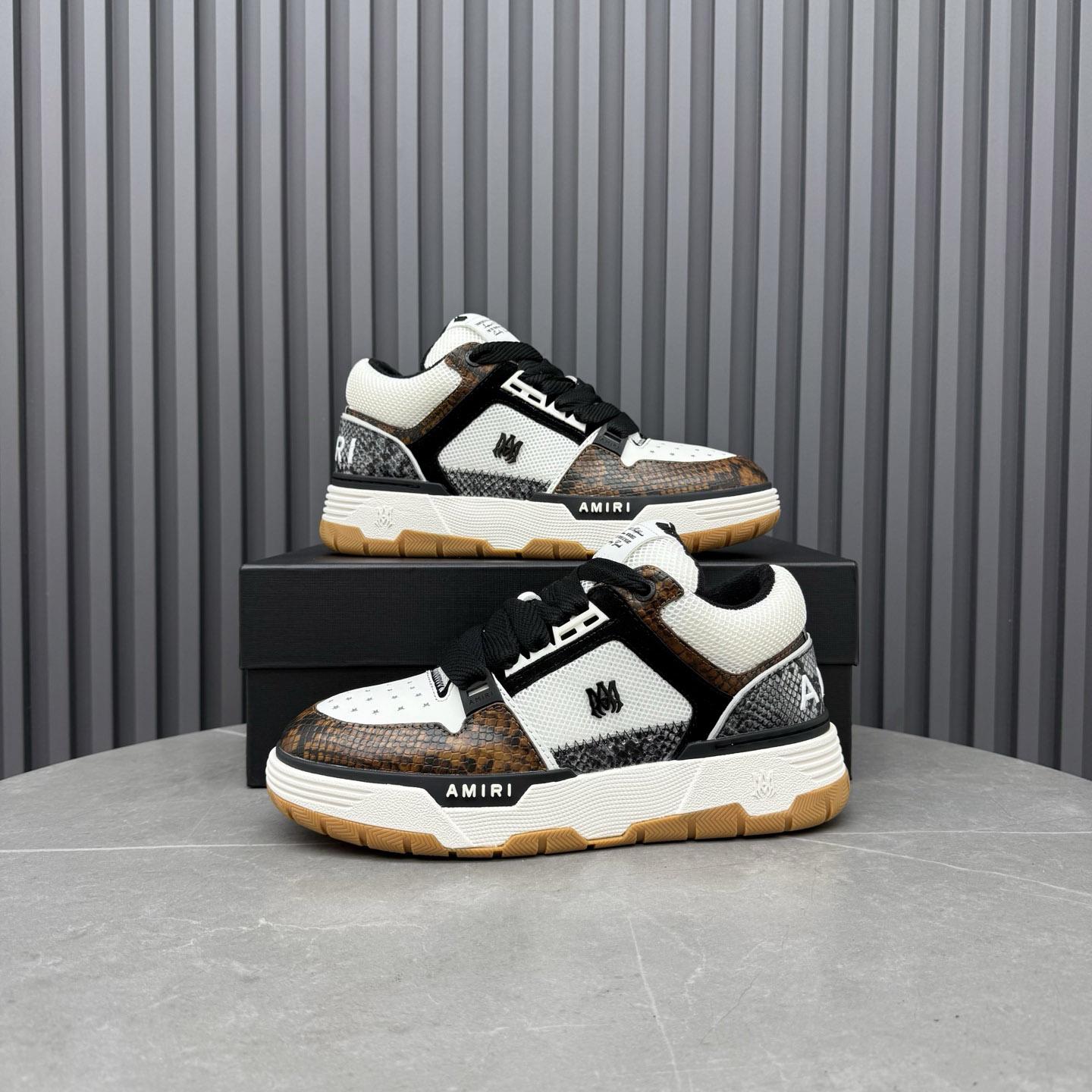Amiri Off-White & Brown Snake MA-1 Sneakers - DopestKickz