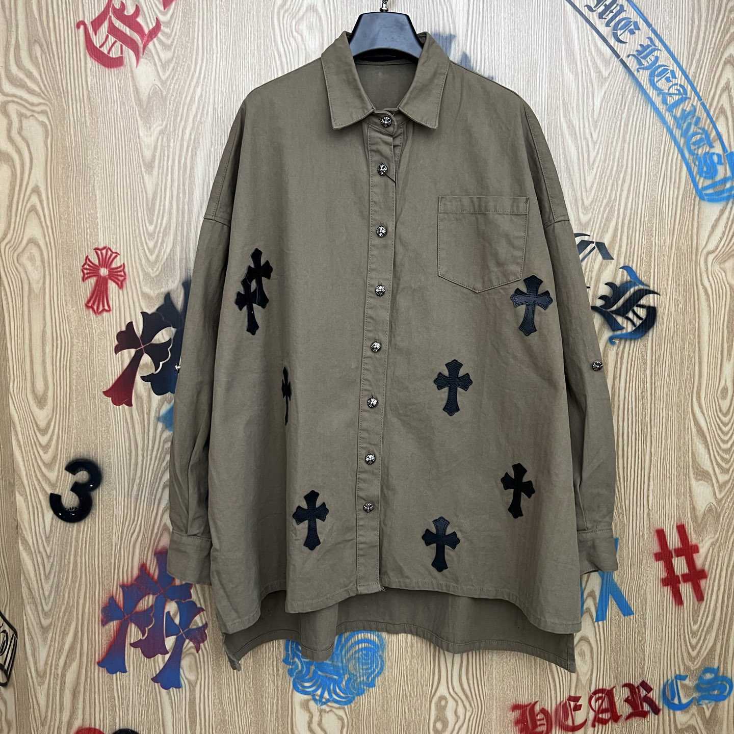 Chrome Hearts  Oversized Cross Patch Shirt - DopestKickz