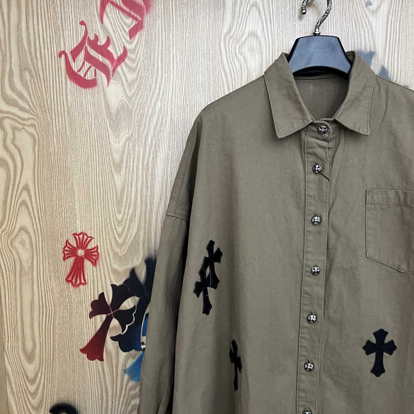 Chrome Hearts  Oversized Cross Patch Shirt - DopestKickz