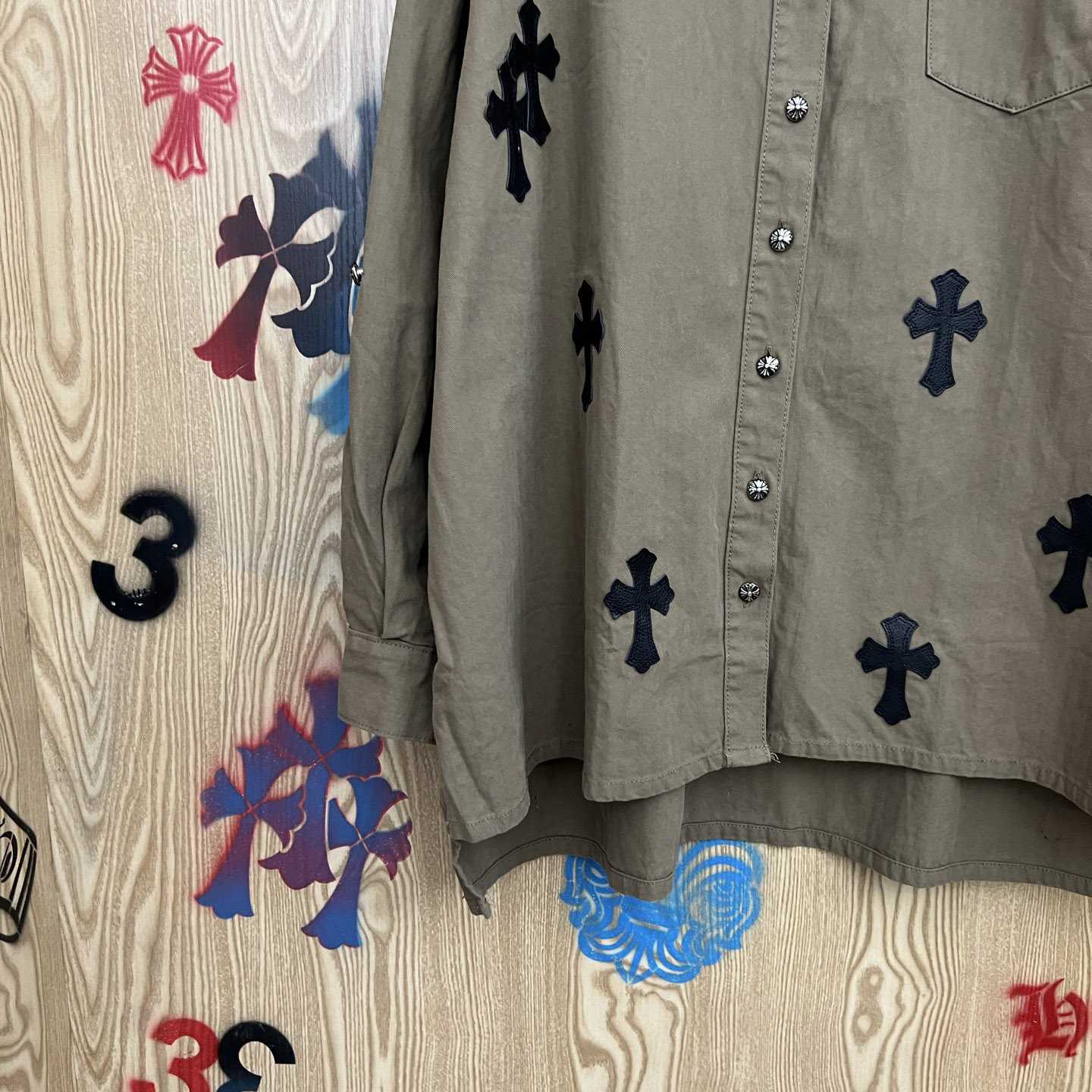 Chrome Hearts  Oversized Cross Patch Shirt - DopestKickz