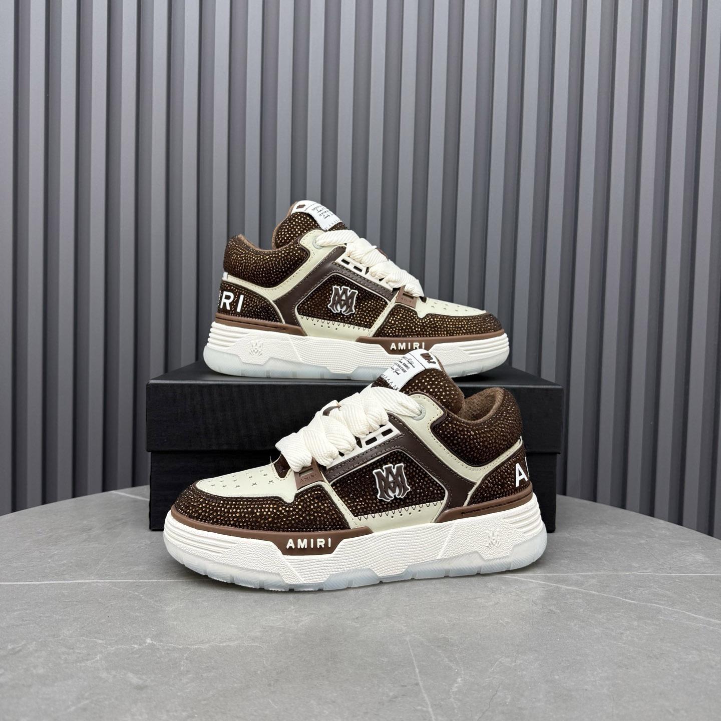 Amiri Brown & Beige Crystal MA-1 Sneakers - DopestKickz
