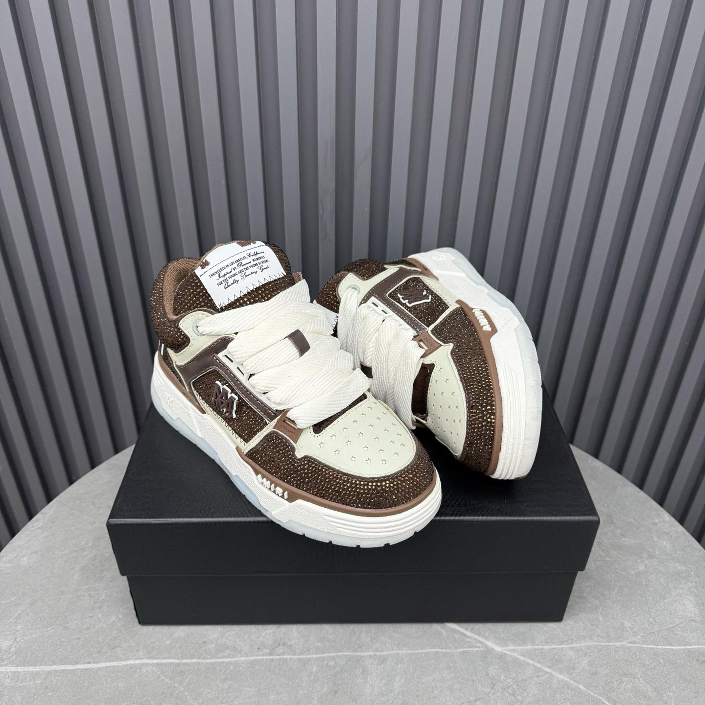 Amiri Brown & Beige Crystal MA-1 Sneakers - DopestKickz