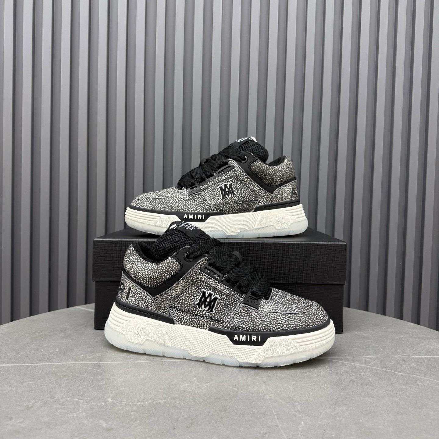 Amiri Black Pebbled MA-1 Sneakers - DopestKickz