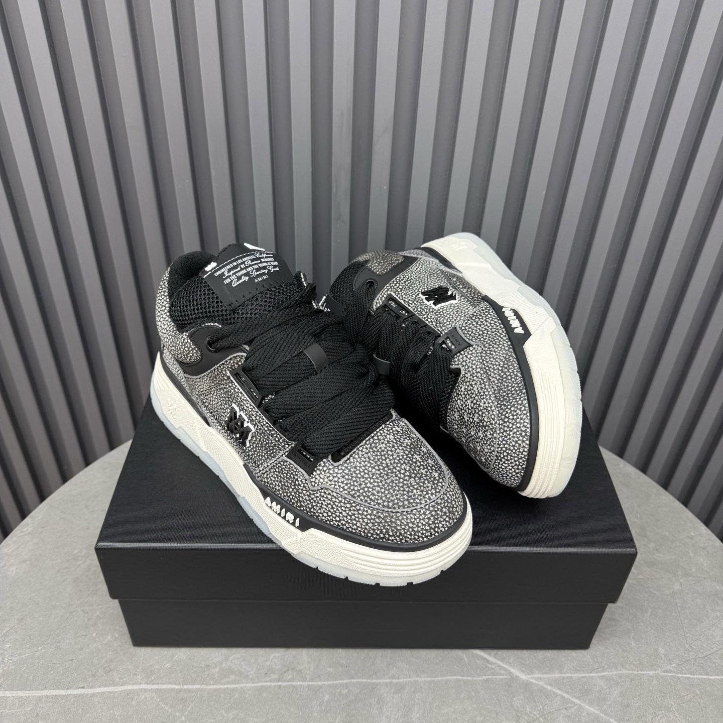 Amiri Black Pebbled MA-1 Sneakers - DopestKickz