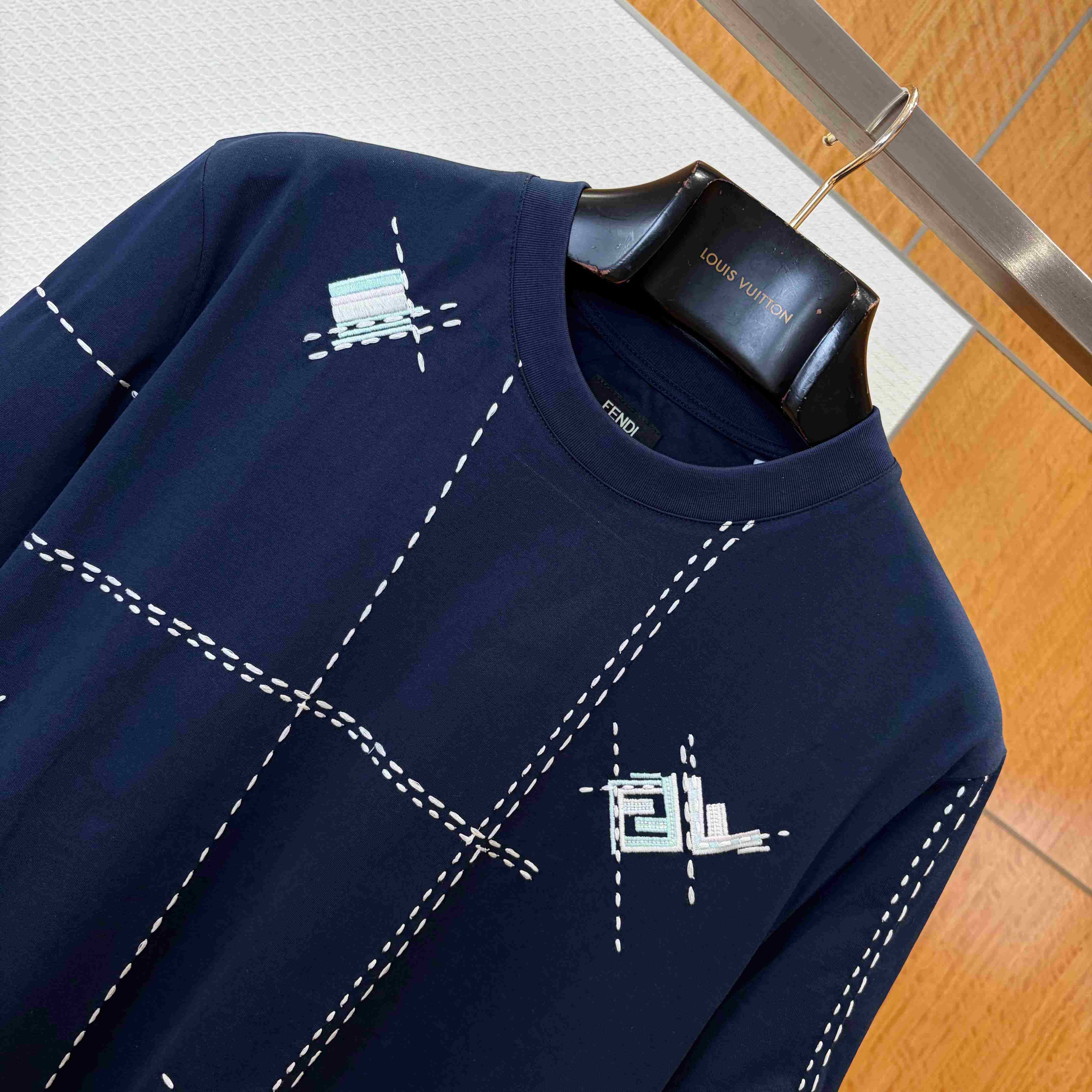 Fendi Dark Blue Cotton T-shirt - DopestKickz