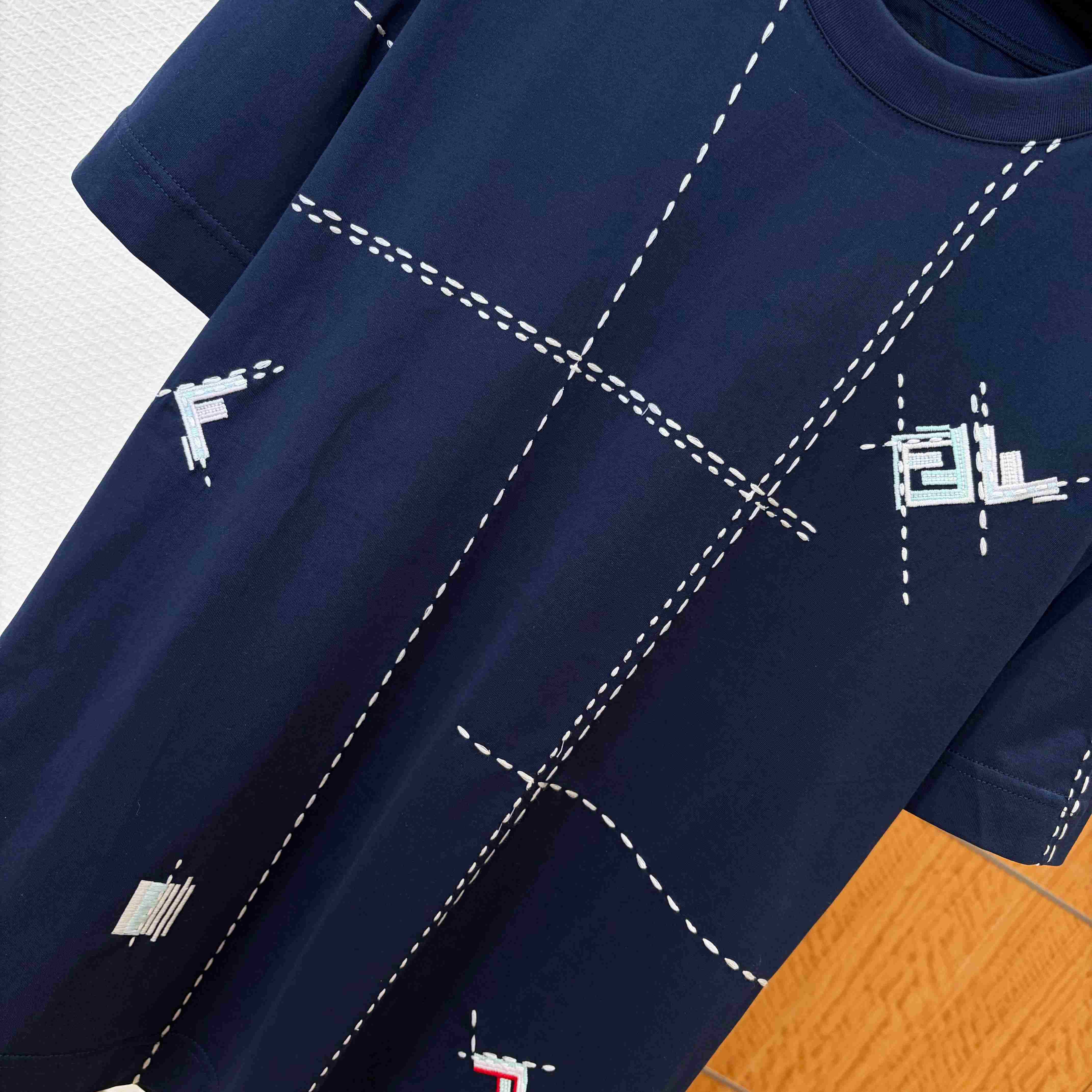 Fendi Dark Blue Cotton T-shirt - DopestKickz
