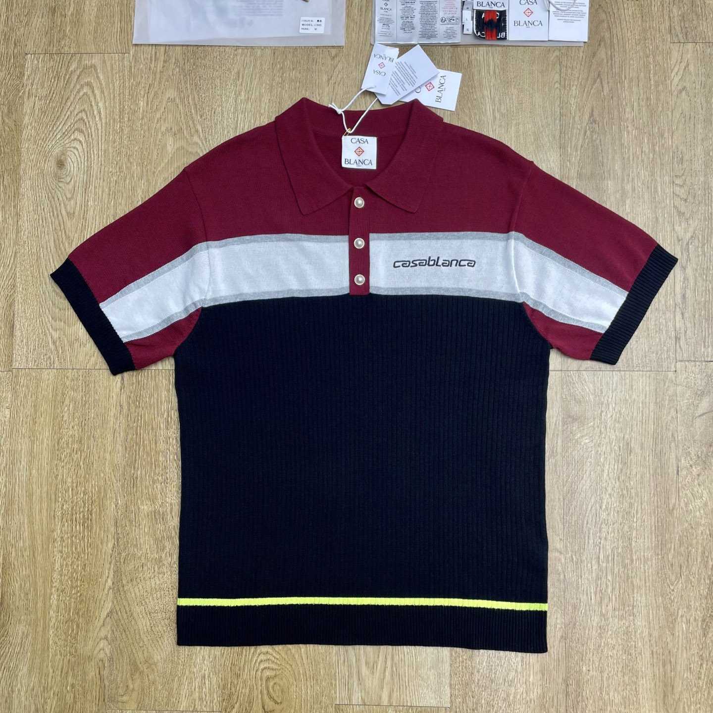 Casablanca  Stripe Merino Knit Polo D0204 - DopestKickz