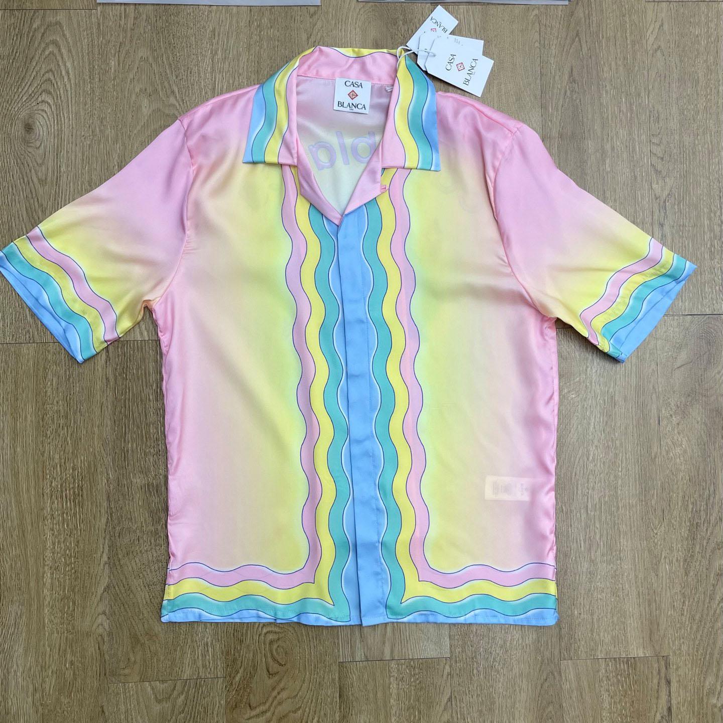 Casablanca Pink & Yellow 'For The Love Of Dance' Short Sleeve Shirt CA3575 - DopestKickz