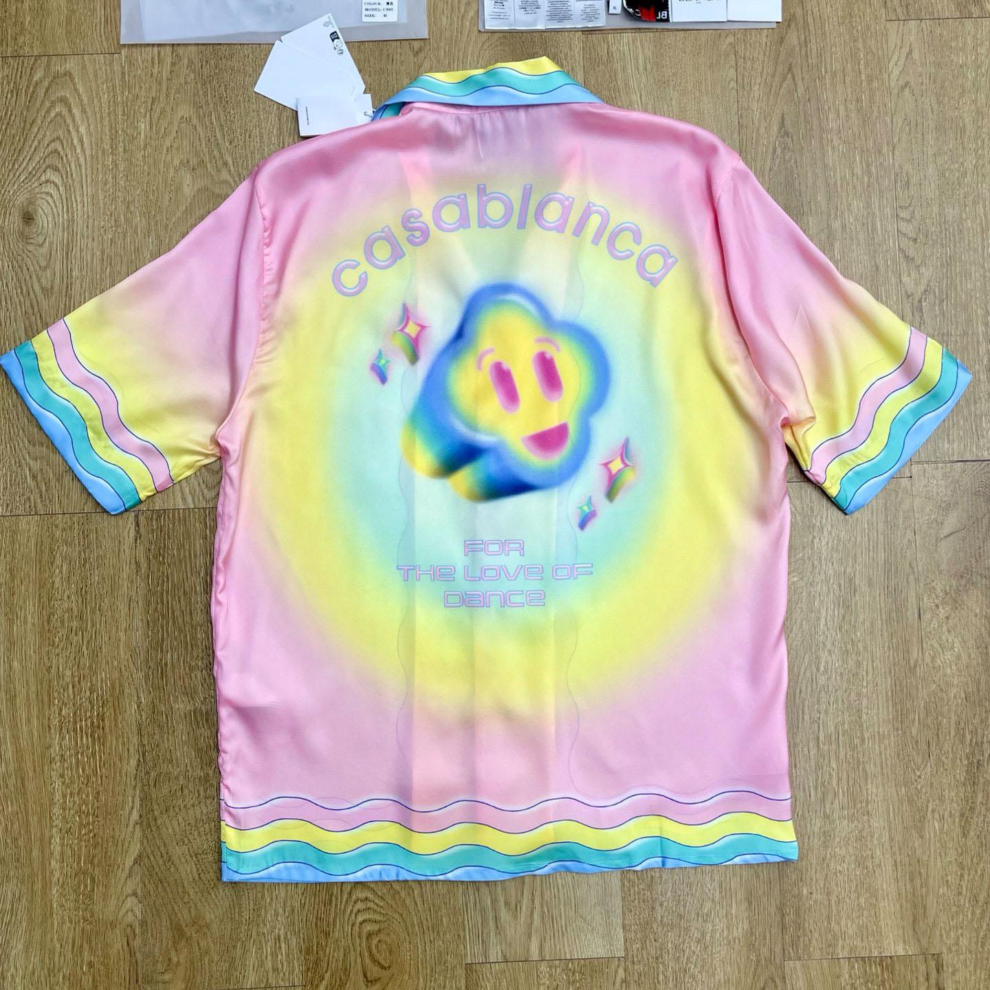 Casablanca Pink & Yellow 'For The Love Of Dance' Short Sleeve Shirt CA3575 - DopestKickz