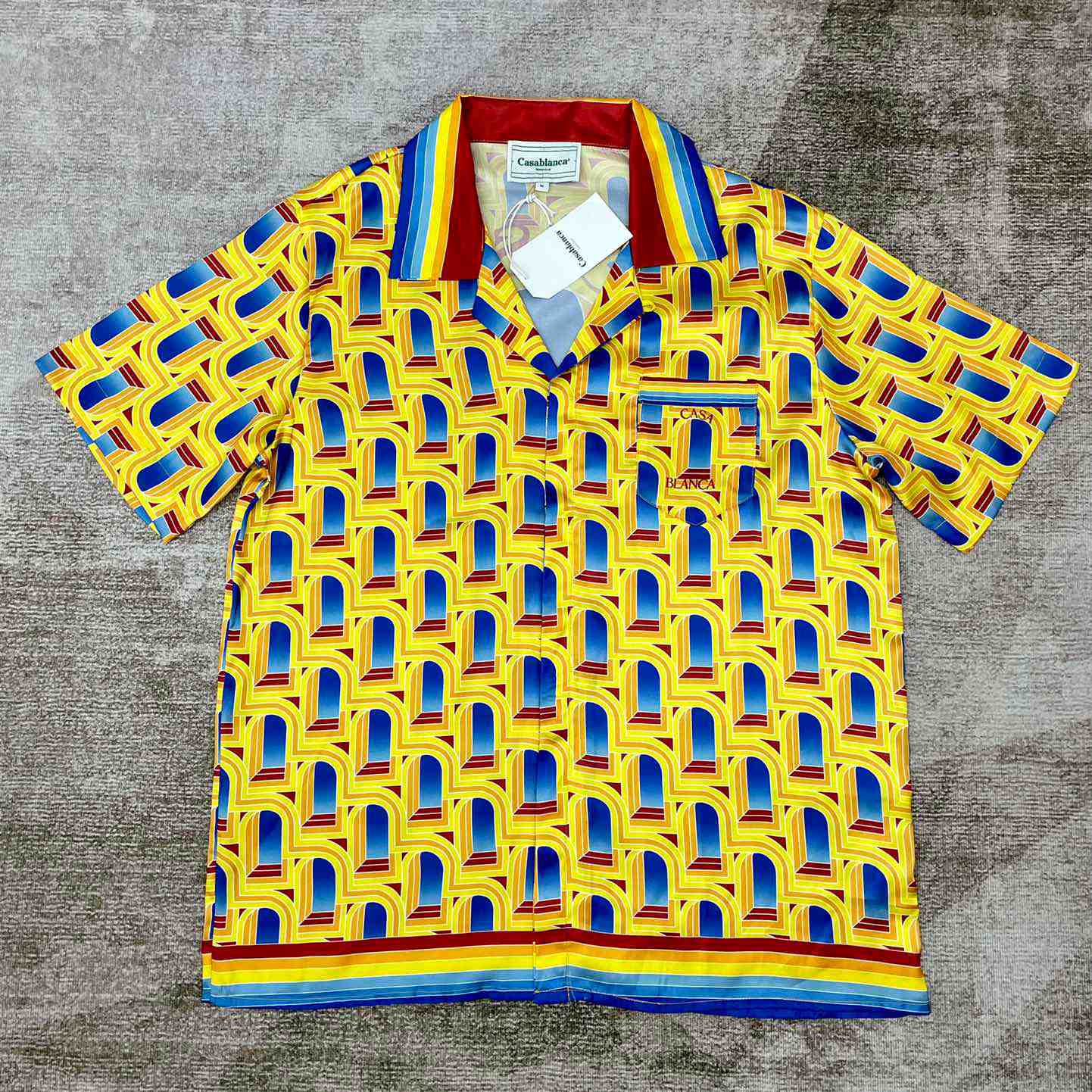 Casablanca L'Arche De Jour Cuban Collar Silk Shirt 'Multicolor' c557 - DopestKickz