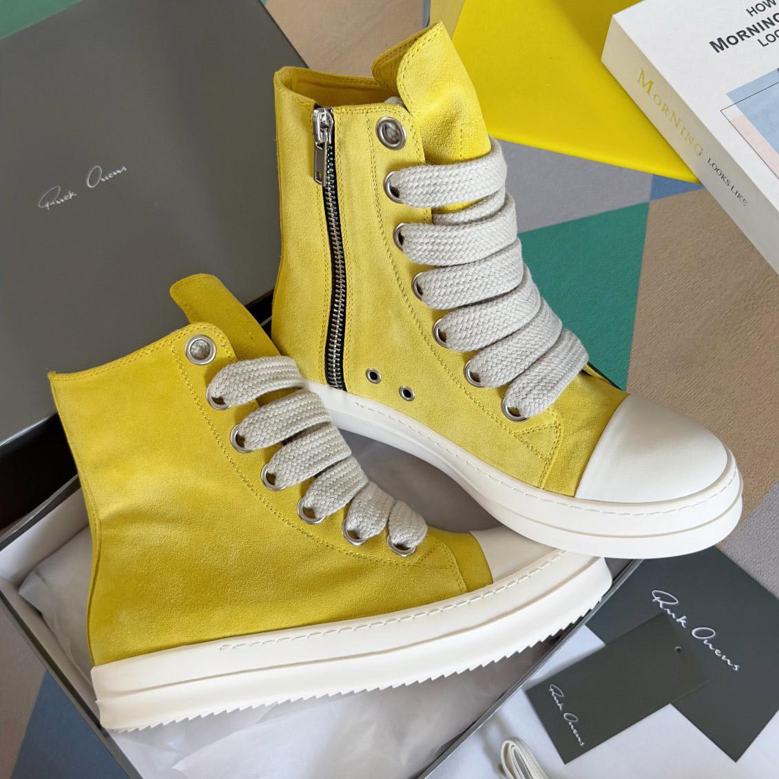 Rick Owens Yellow High Sneakers - DopestKickz