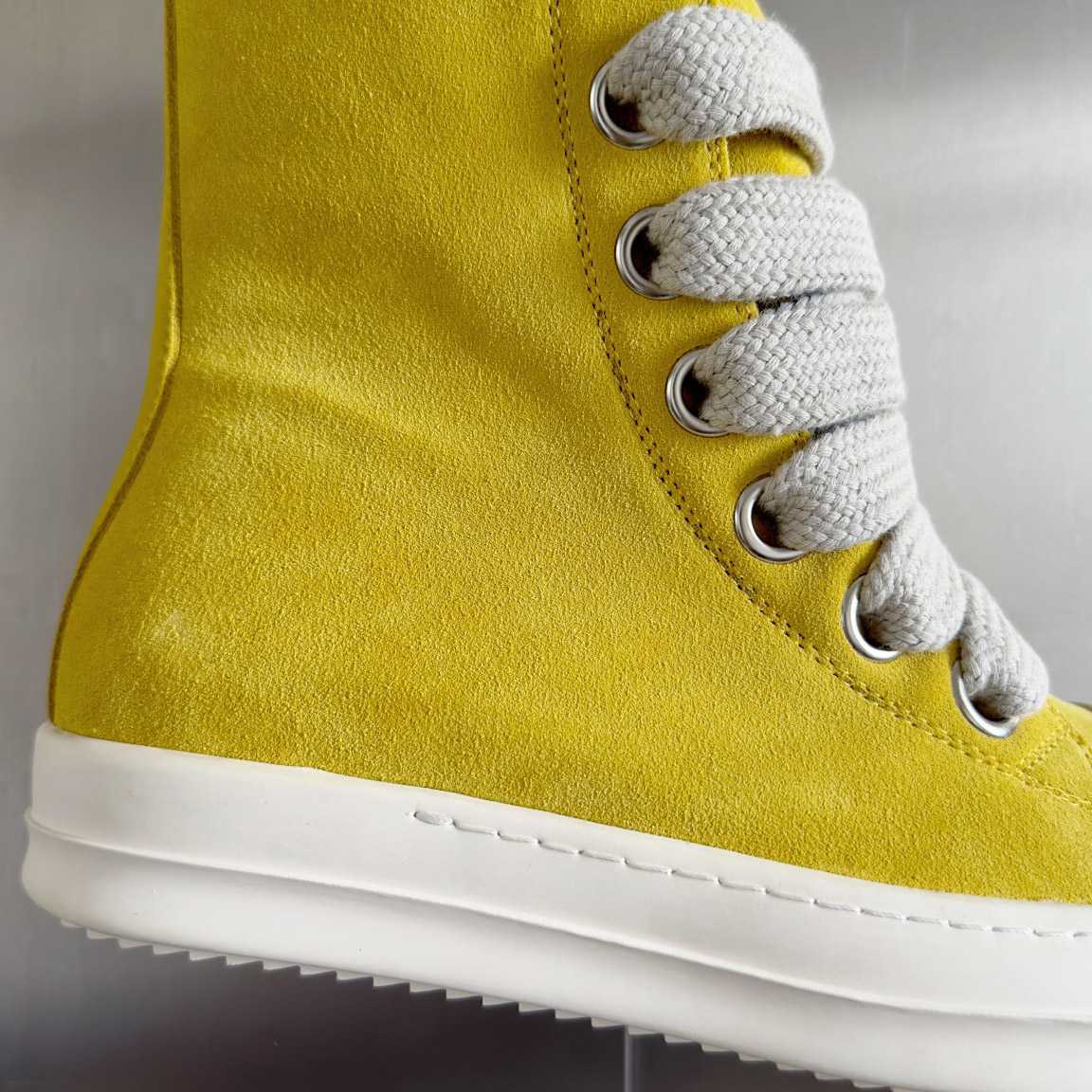 Rick Owens Yellow High Sneakers - DopestKickz