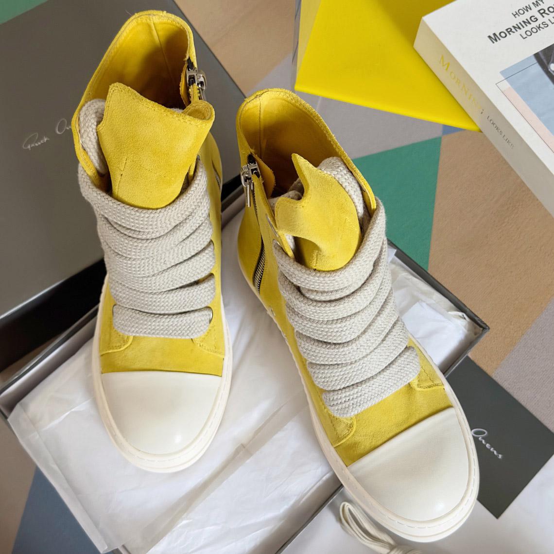 Rick Owens Yellow High Sneakers - DopestKickz