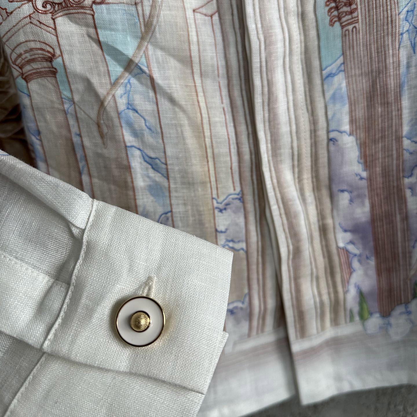 Casablanca Le Temple Du Savoir Linen Shirt - DopestKickz