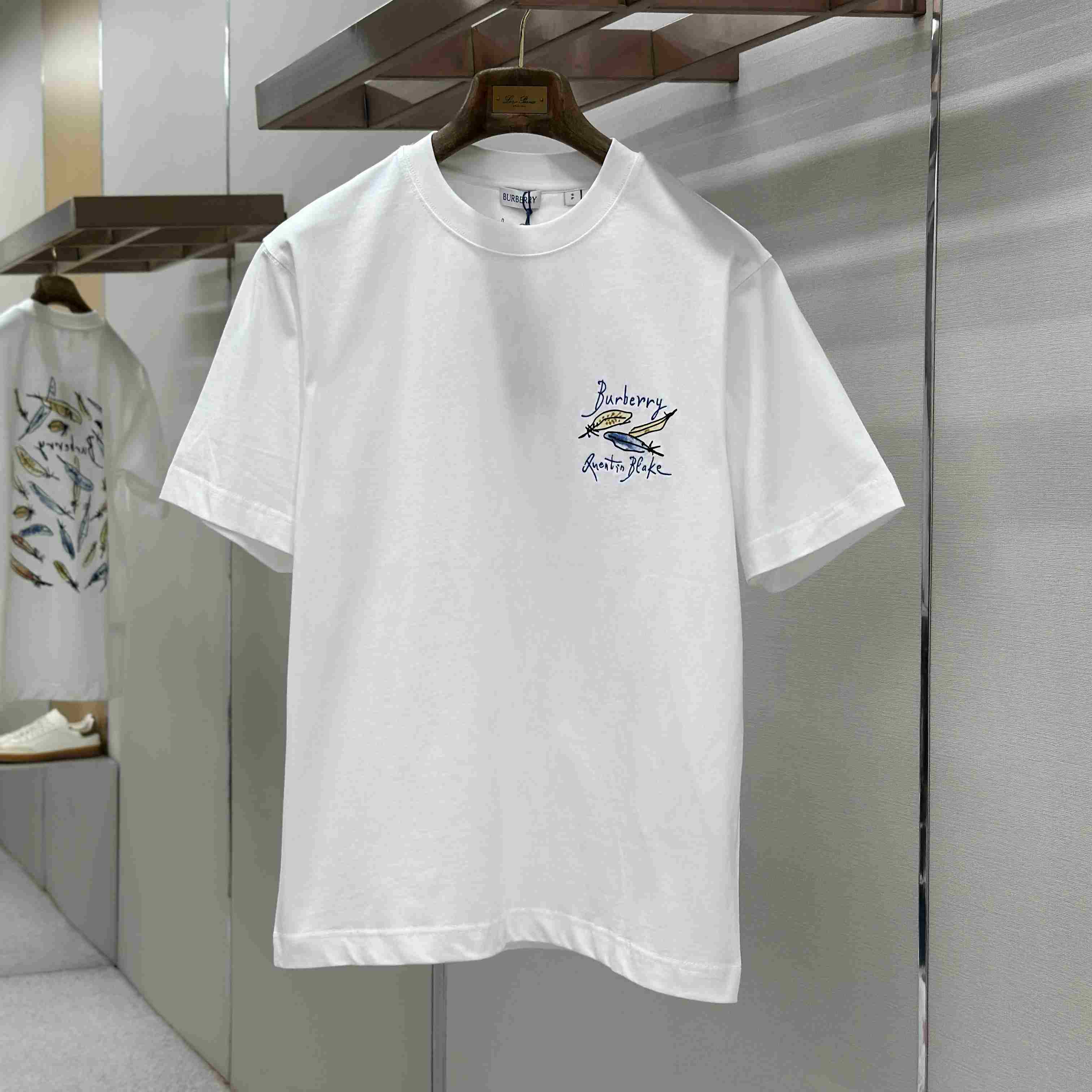 Burberry Feather Print Cotton T-shirt  'White' - DopestKickz