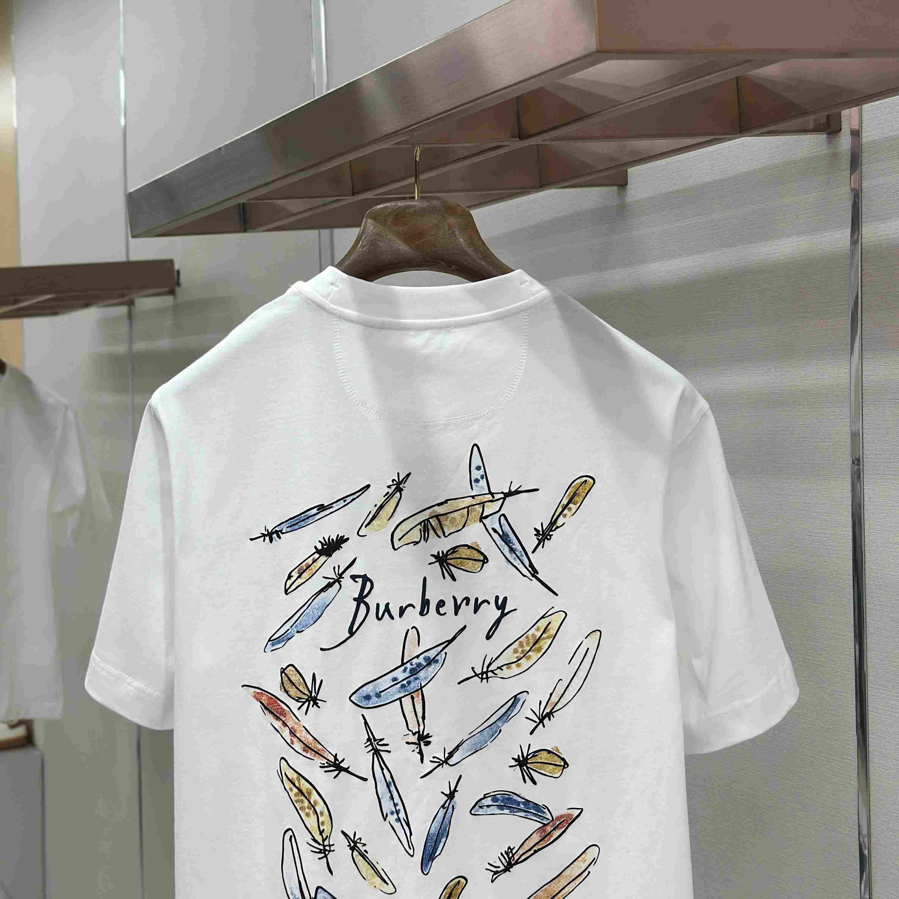 Burberry Feather Print Cotton T-shirt  'White' - DopestKickz