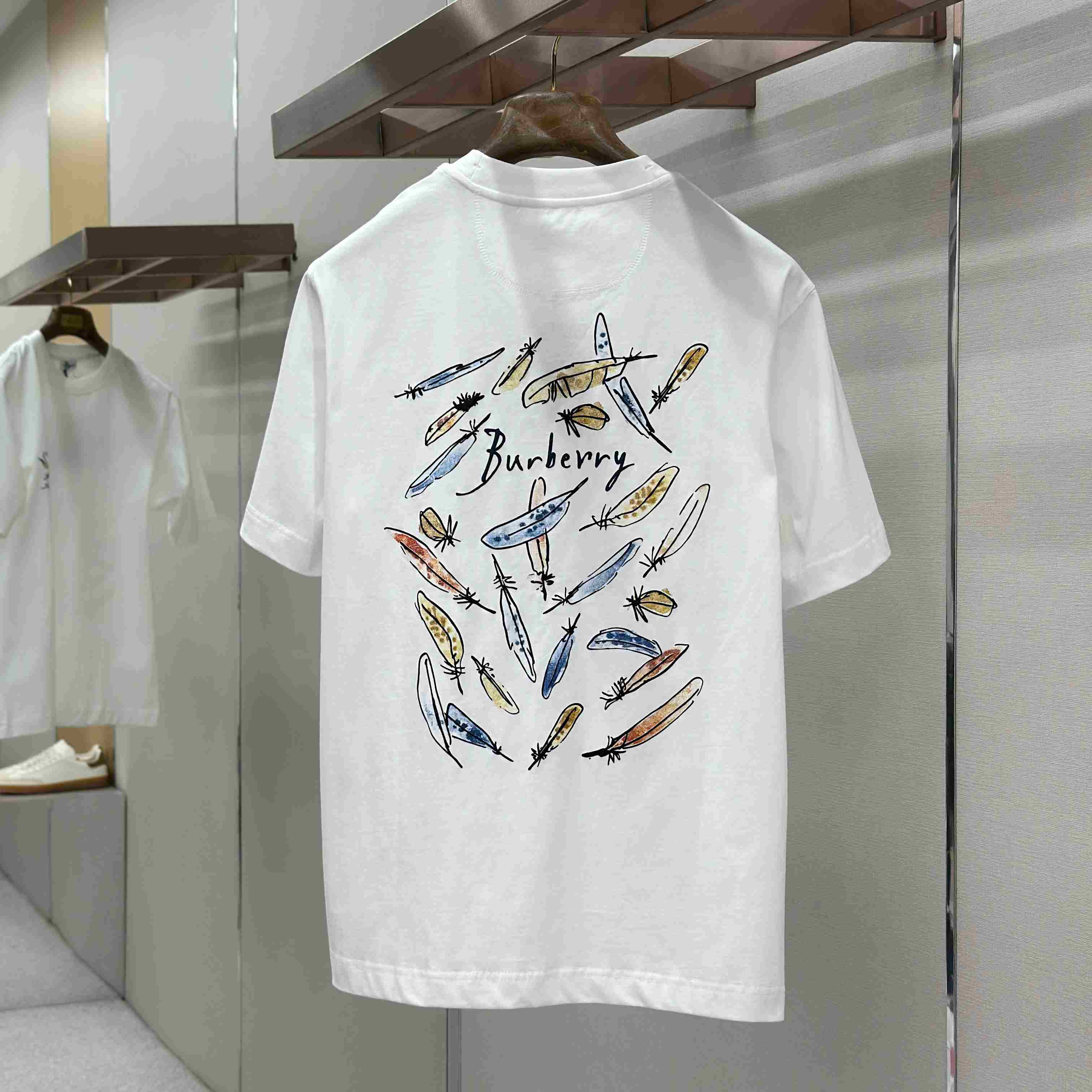 Burberry Feather Print Cotton T-shirt  'White' - DopestKickz