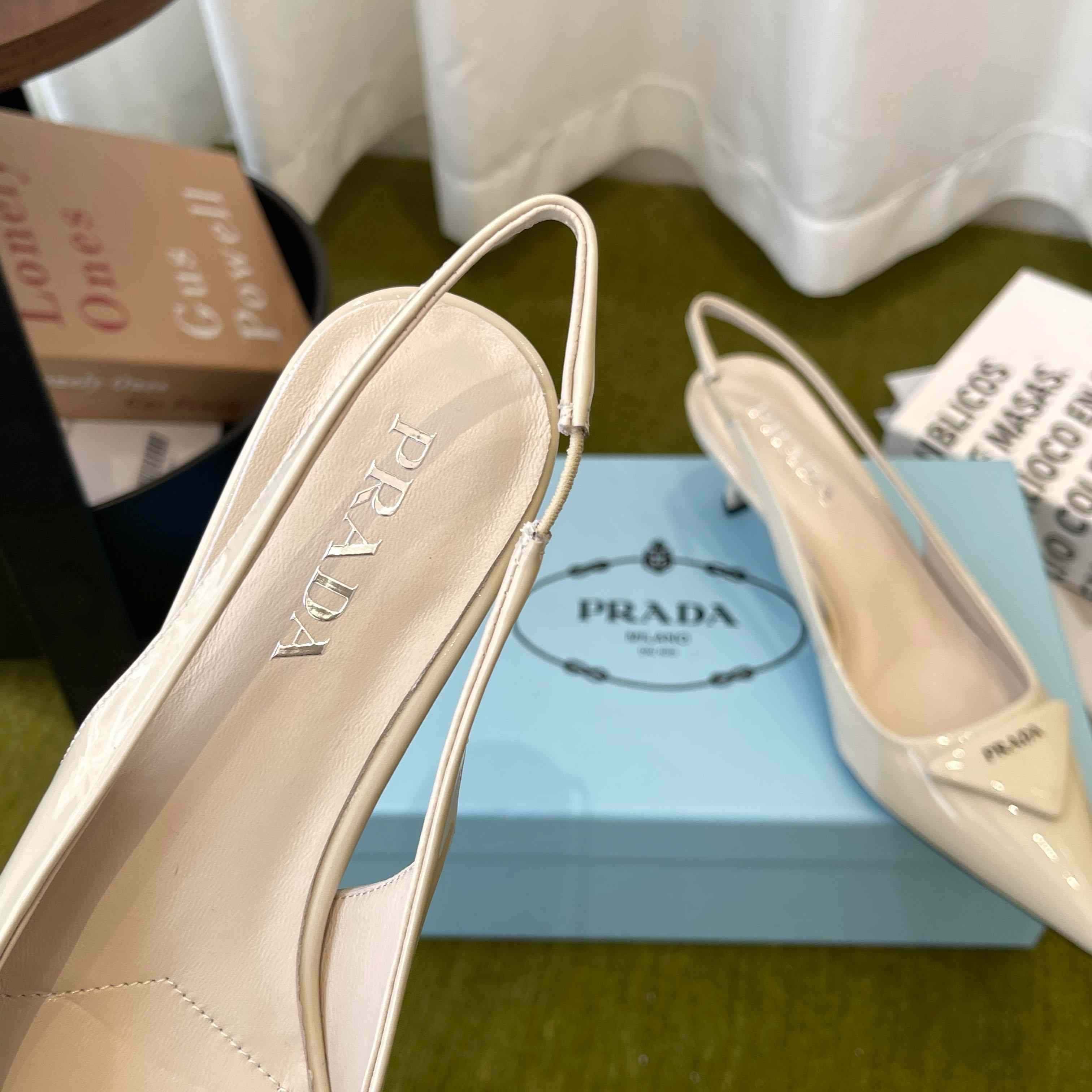 Prada Patent Leather Slingback Pumps - DopestKickz