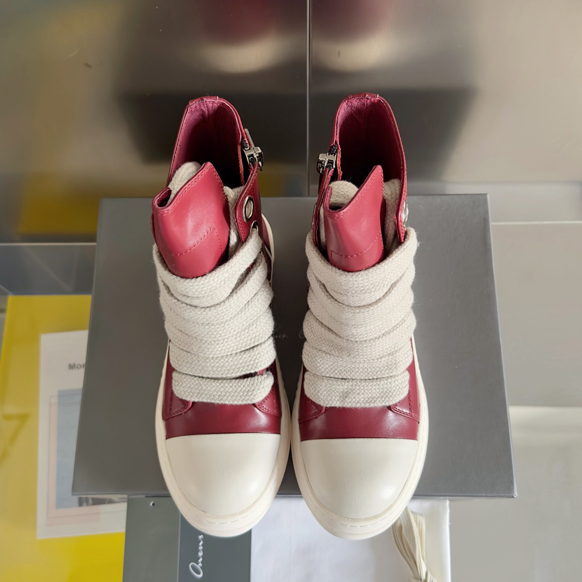 Rick Owens Red Porterville Jumbolaced Sneakers - DopestKickz