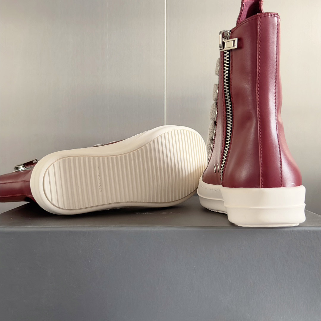 Rick Owens Red Porterville Jumbolaced Sneakers - DopestKickz