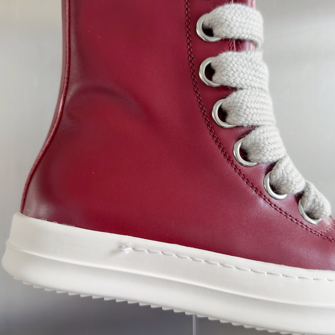 Rick Owens Red Porterville Jumbolaced Sneakers - DopestKickz