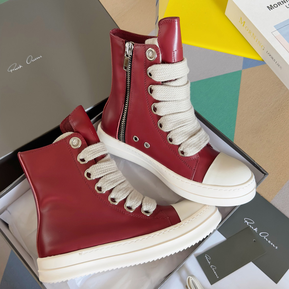 Rick Owens Red Porterville Jumbolaced Sneakers - DopestKickz