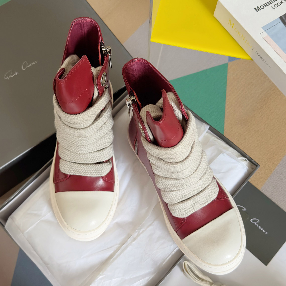 Rick Owens Red Porterville Jumbolaced Sneakers - DopestKickz