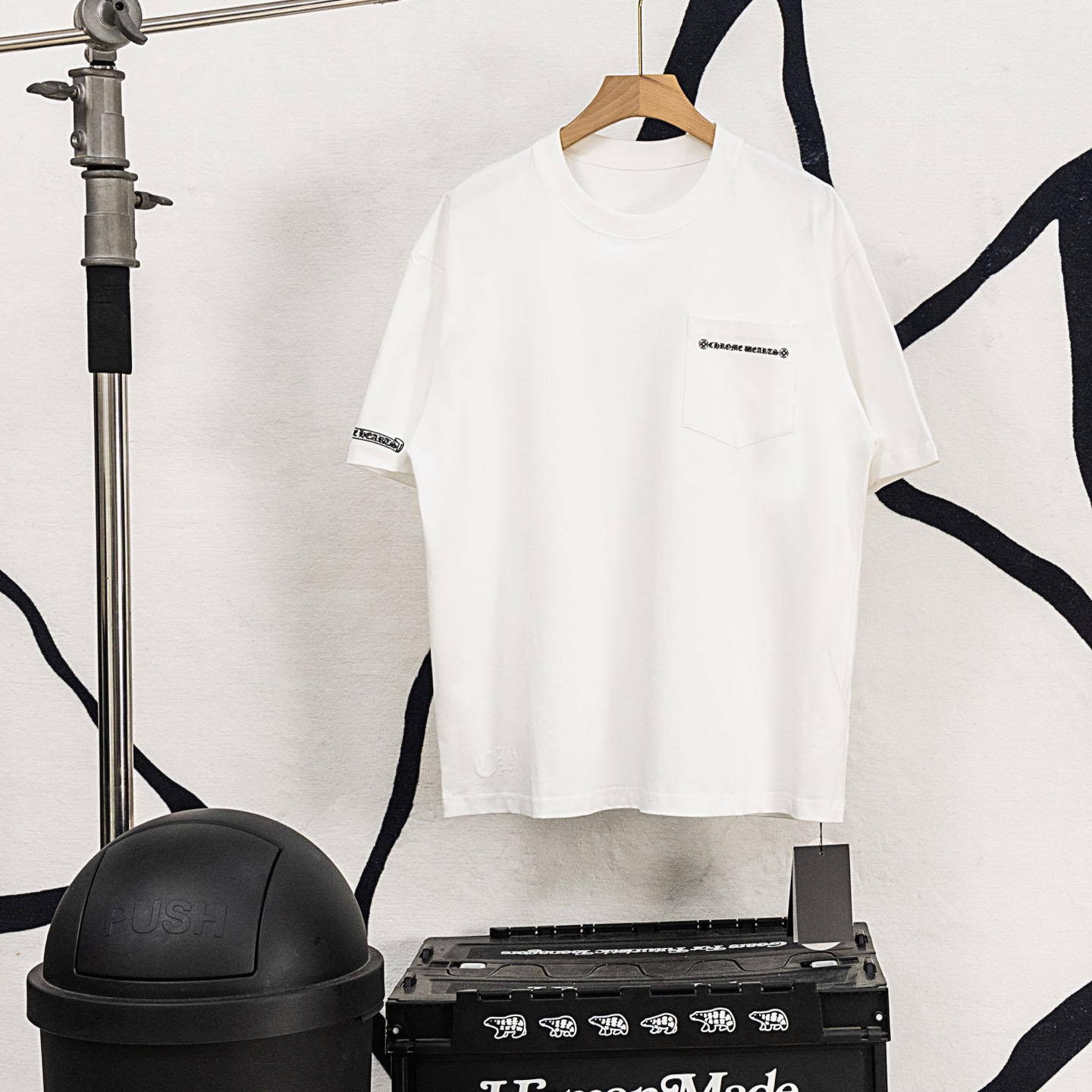 Chrome Hearts Cemetery Cross Tire Tracks T-Shirt 'White' - DopestKickz