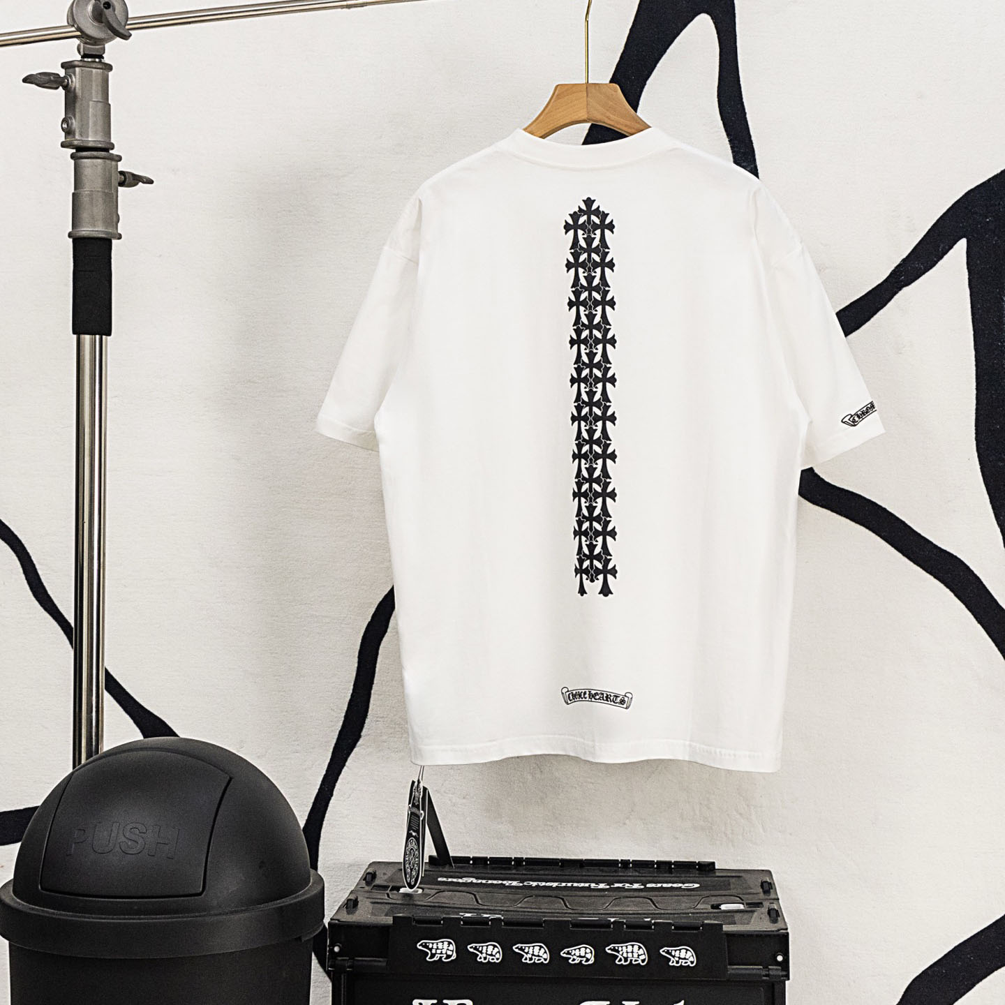 Chrome Hearts Cemetery Cross Tire Tracks T-Shirt 'White' - DopestKickz