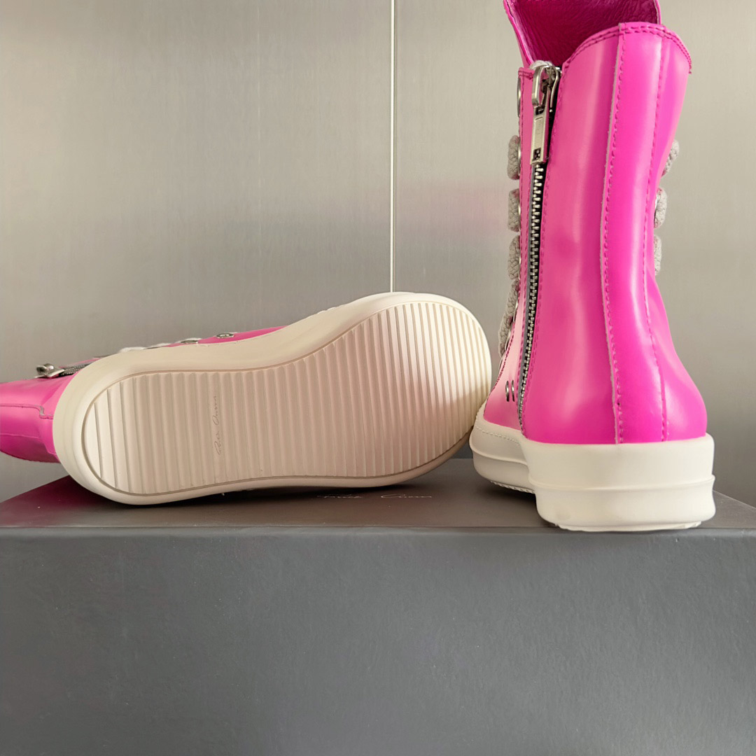 Rick Owens Pink Zip-Up Sneakers - DopestKickz