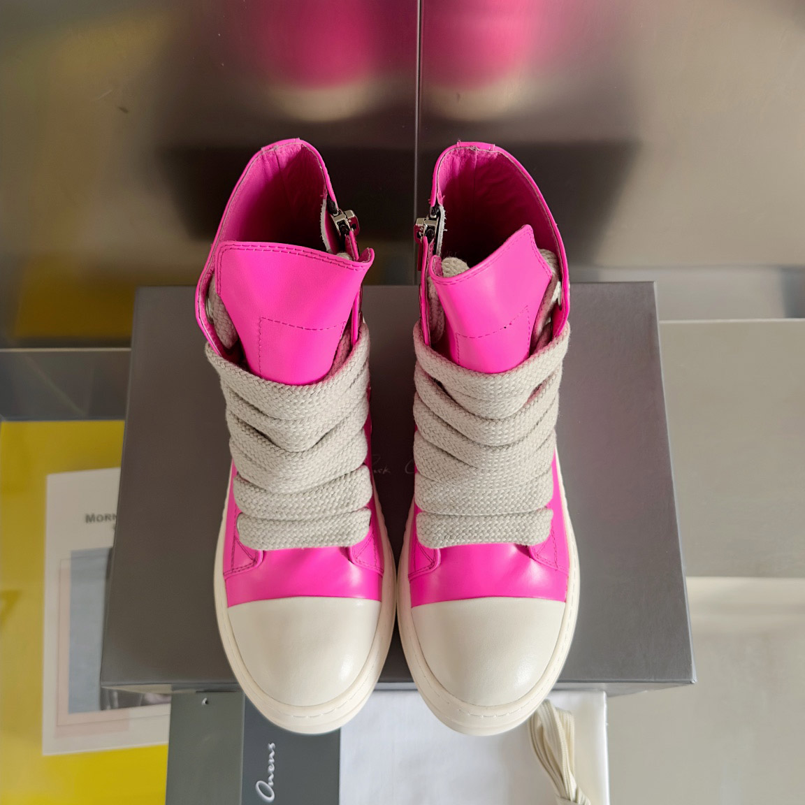 Rick Owens Pink Zip-Up Sneakers - DopestKickz