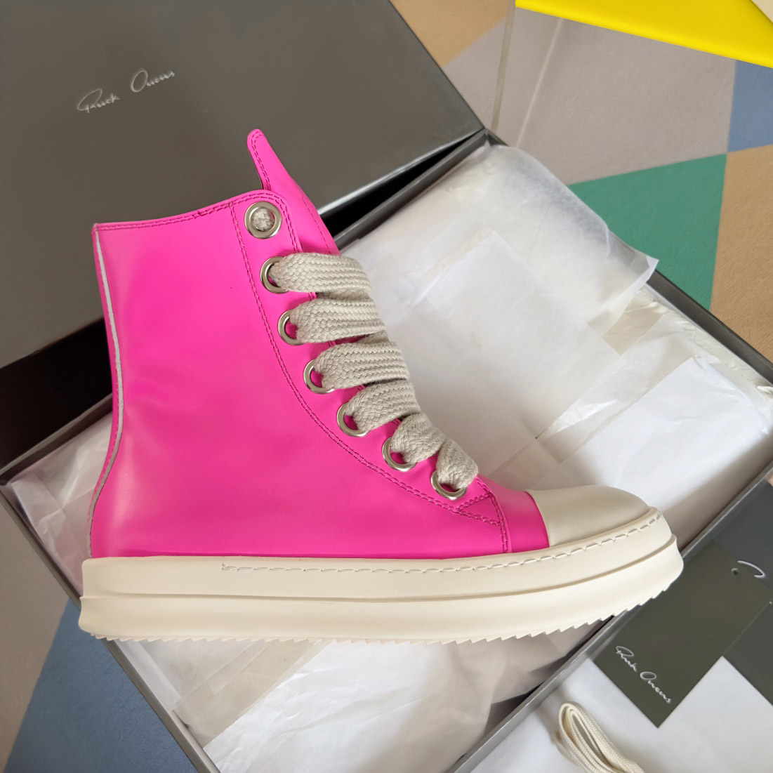 Rick Owens Pink Zip-Up Sneakers - DopestKickz