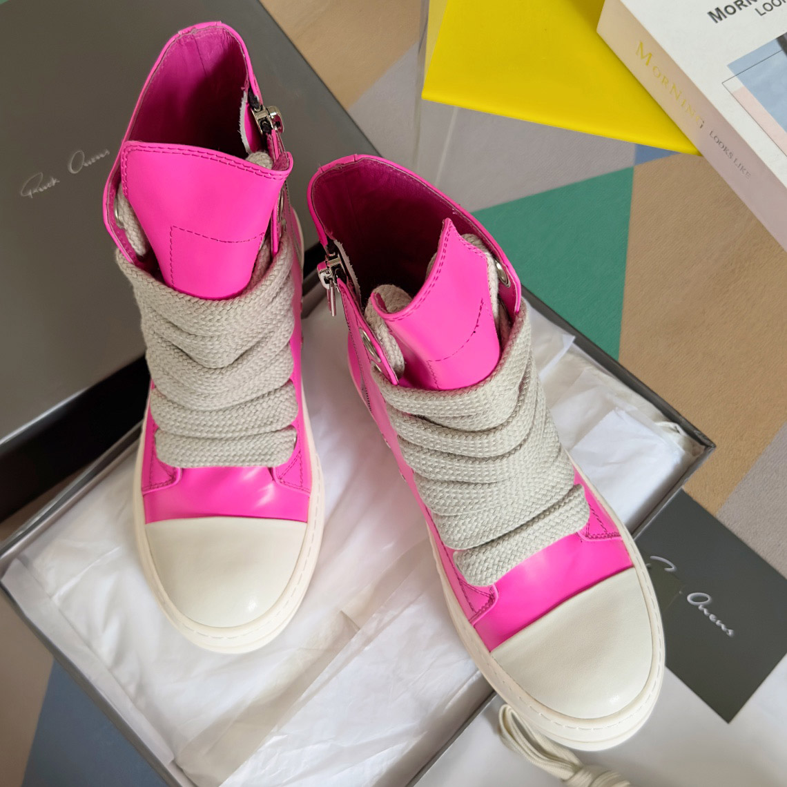 Rick Owens Pink Zip-Up Sneakers - DopestKickz