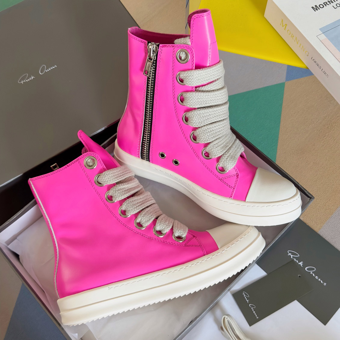 Rick Owens Pink Zip-Up Sneakers - DopestKickz