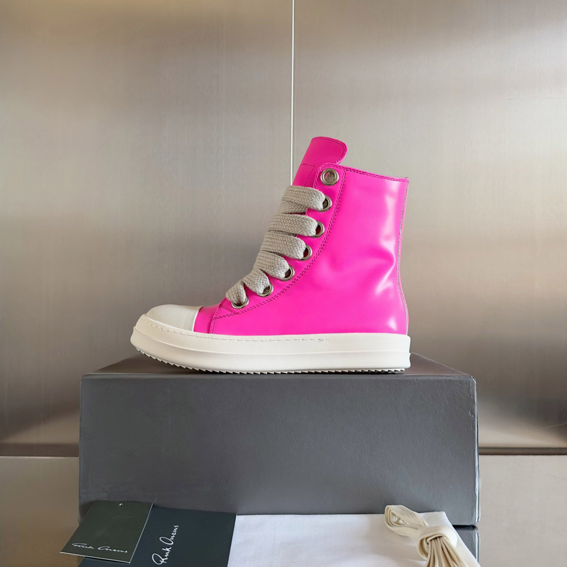 Rick Owens Pink Zip-Up Sneakers - DopestKickz