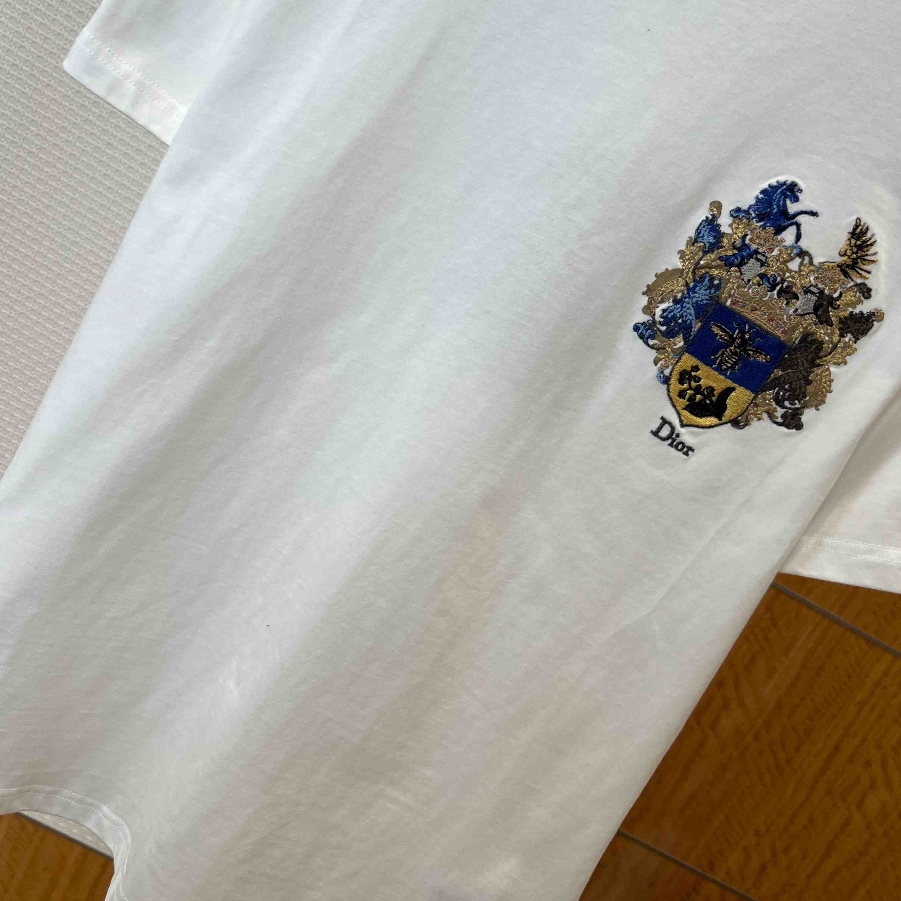 Dior T-Shirt With Dior Blason Embroidery, Relaxed Fit - DopestKickz