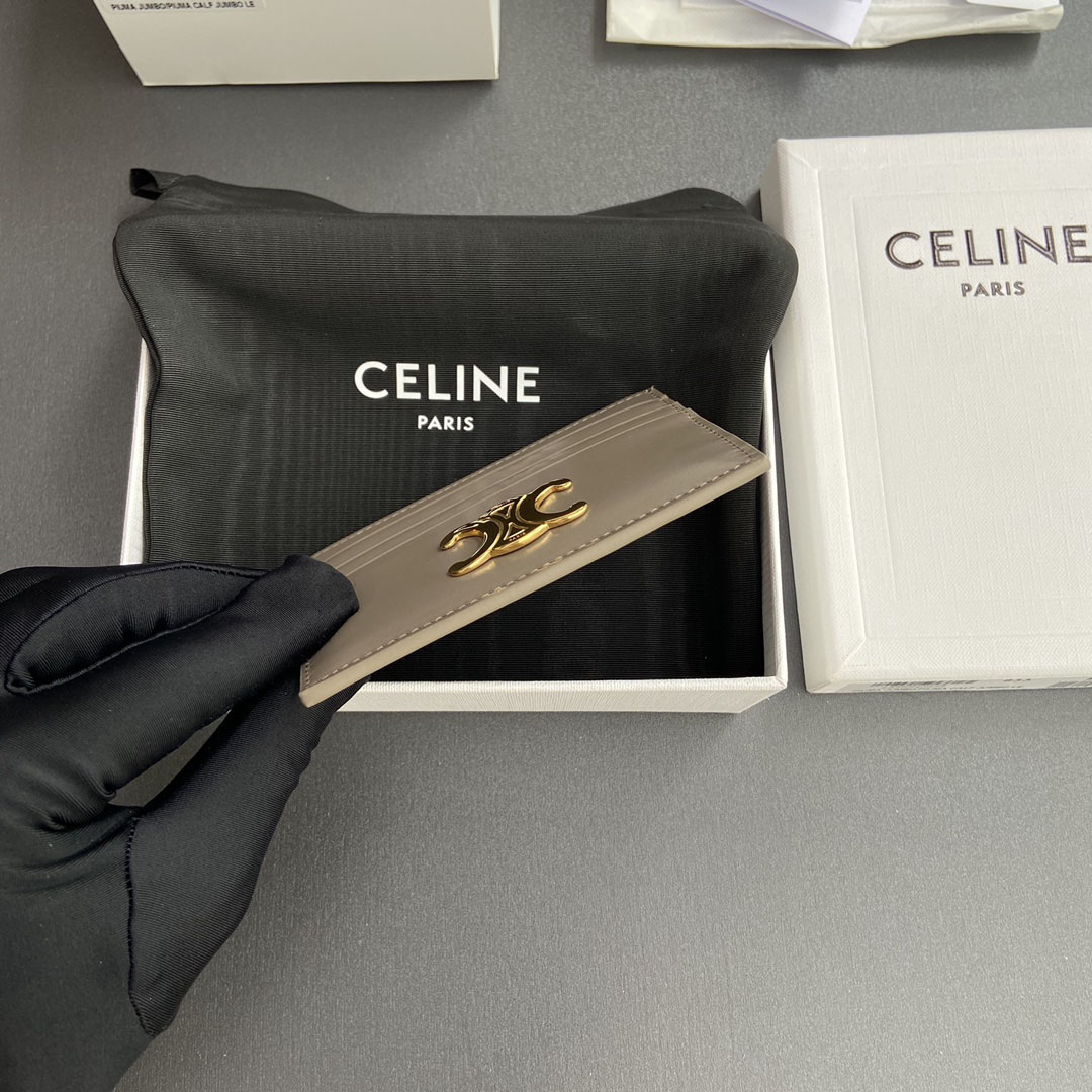 Celine Card Holder Triomphe In Shiny Calfskin  - DopestKickz