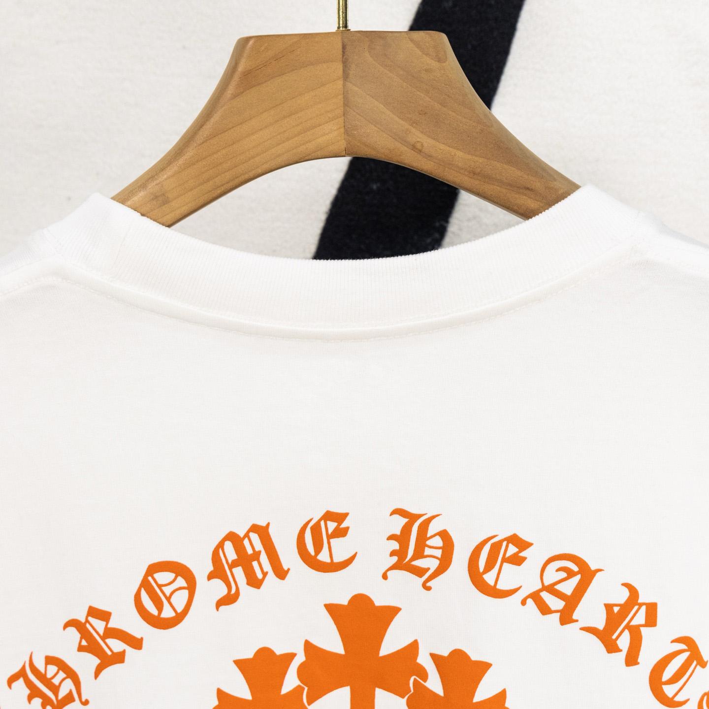 Chrome Hearts Triple Cross T-Shirt 'White/Orange' - DopestKickz