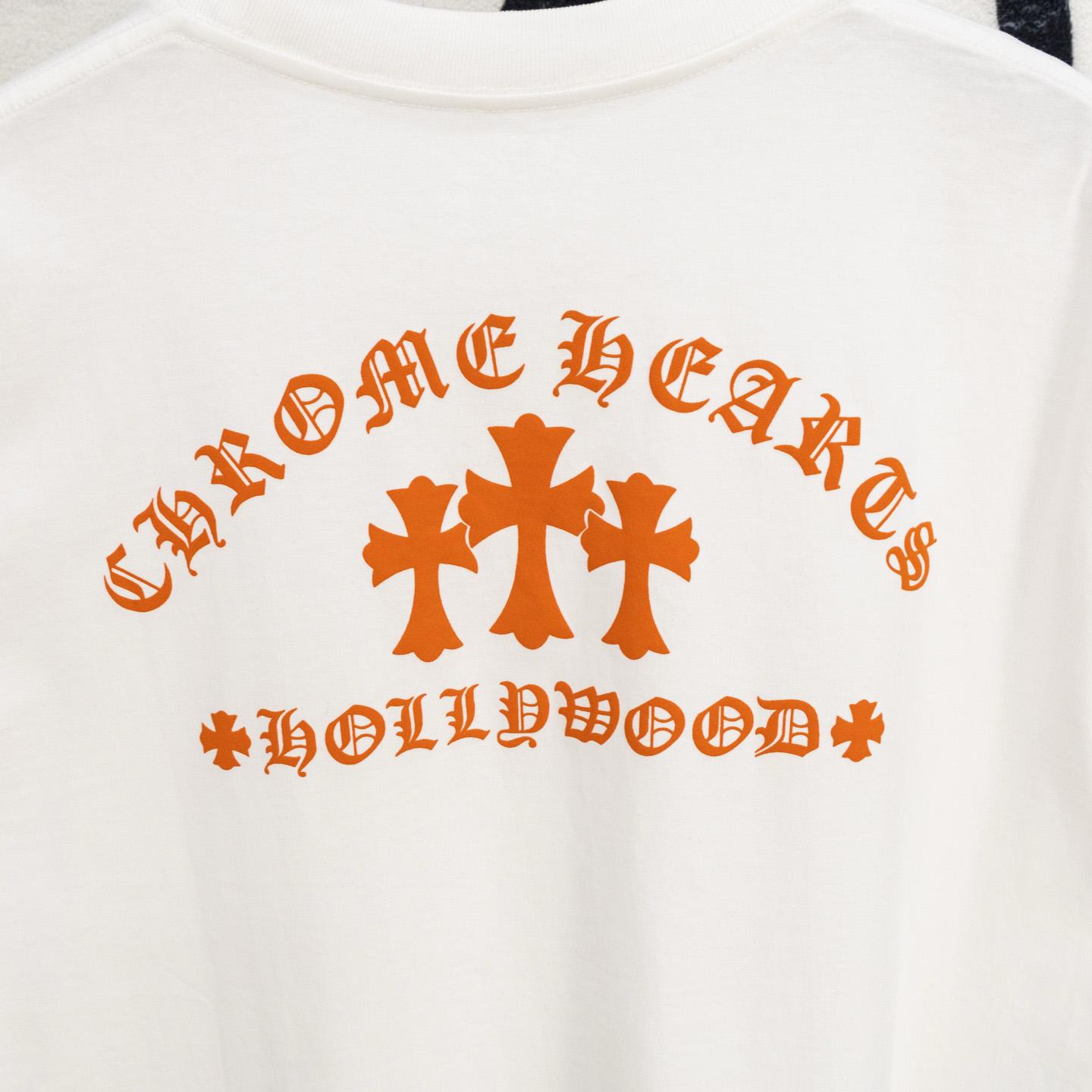 Chrome Hearts Triple Cross T-Shirt 'White/Orange' - DopestKickz