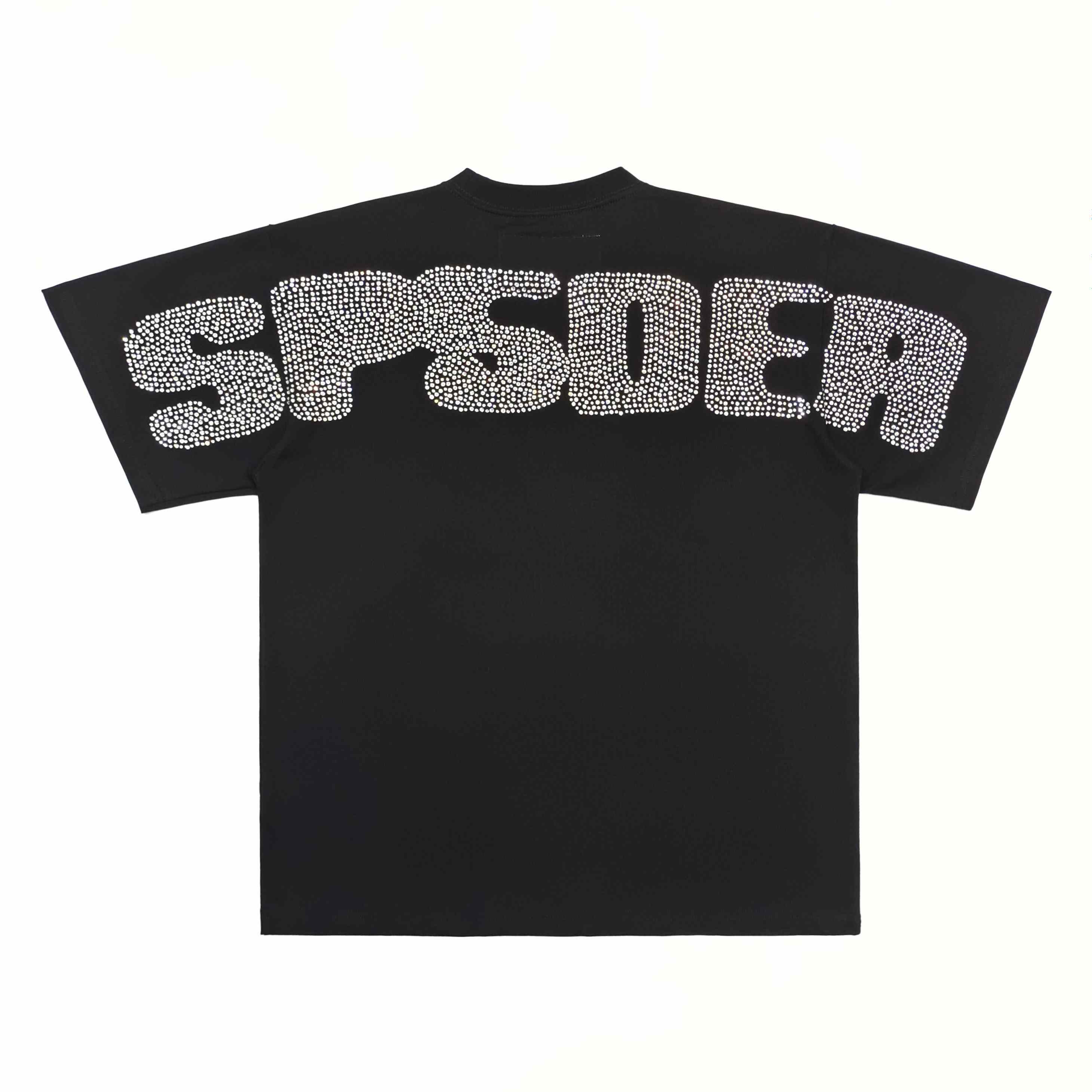 Sp5der Rhinestone Silk Tee 'Black' - DopestKickz