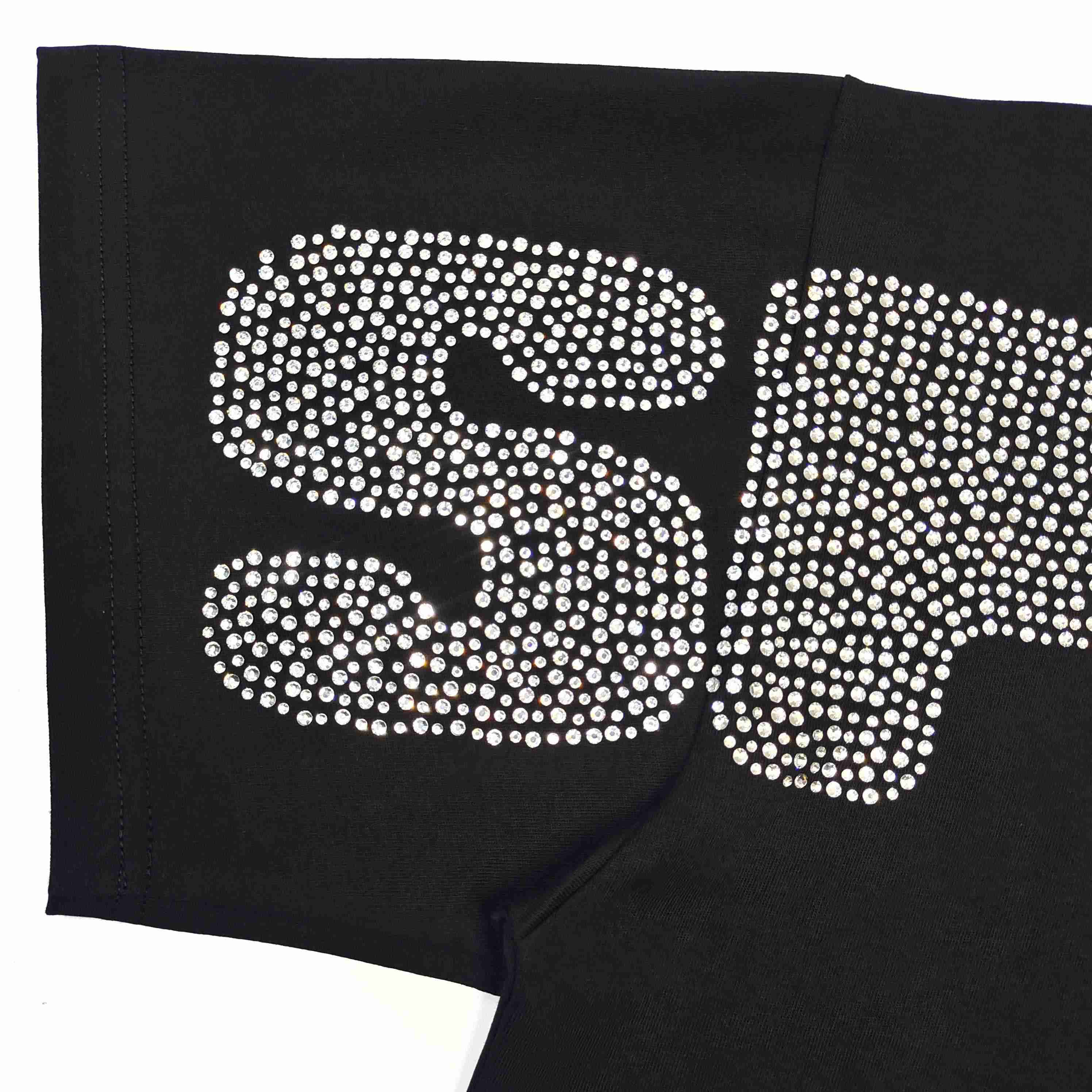 Sp5der Rhinestone Silk Tee 'Black' - DopestKickz