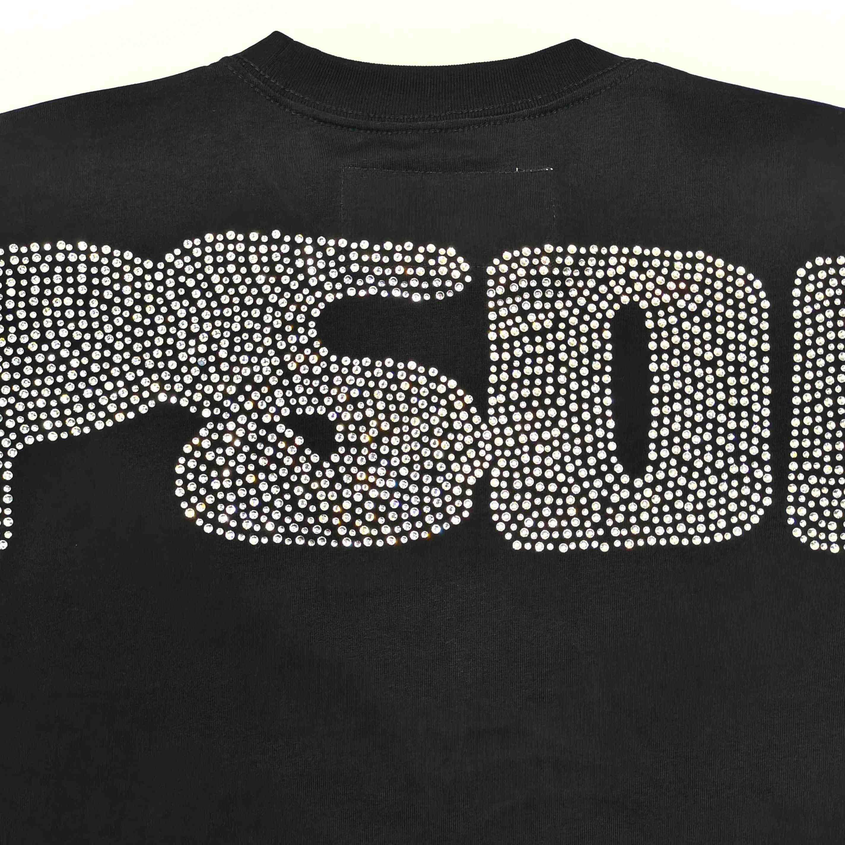 Sp5der Rhinestone Silk Tee 'Black' - DopestKickz