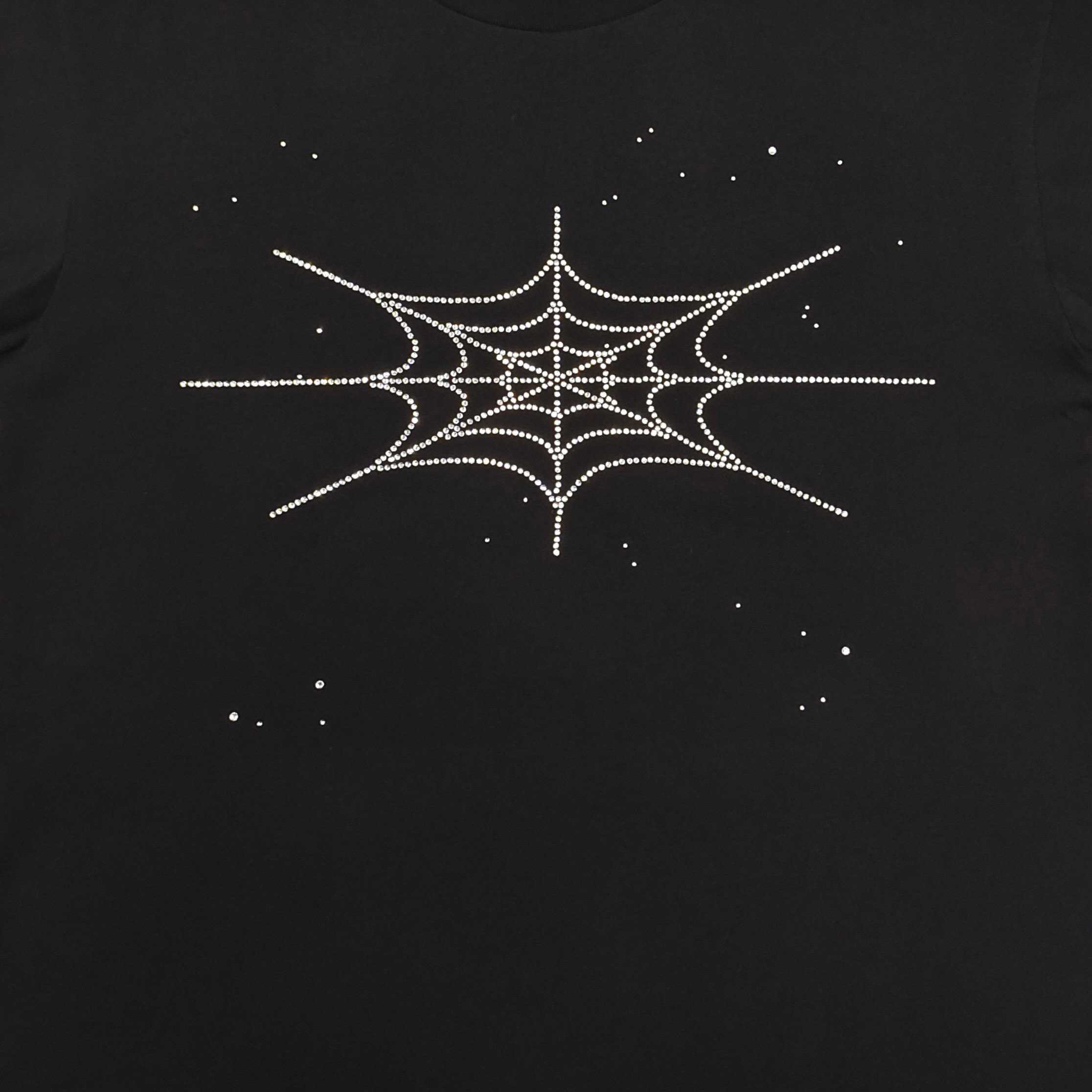 Sp5der Rhinestone Silk Tee 'Black' - DopestKickz