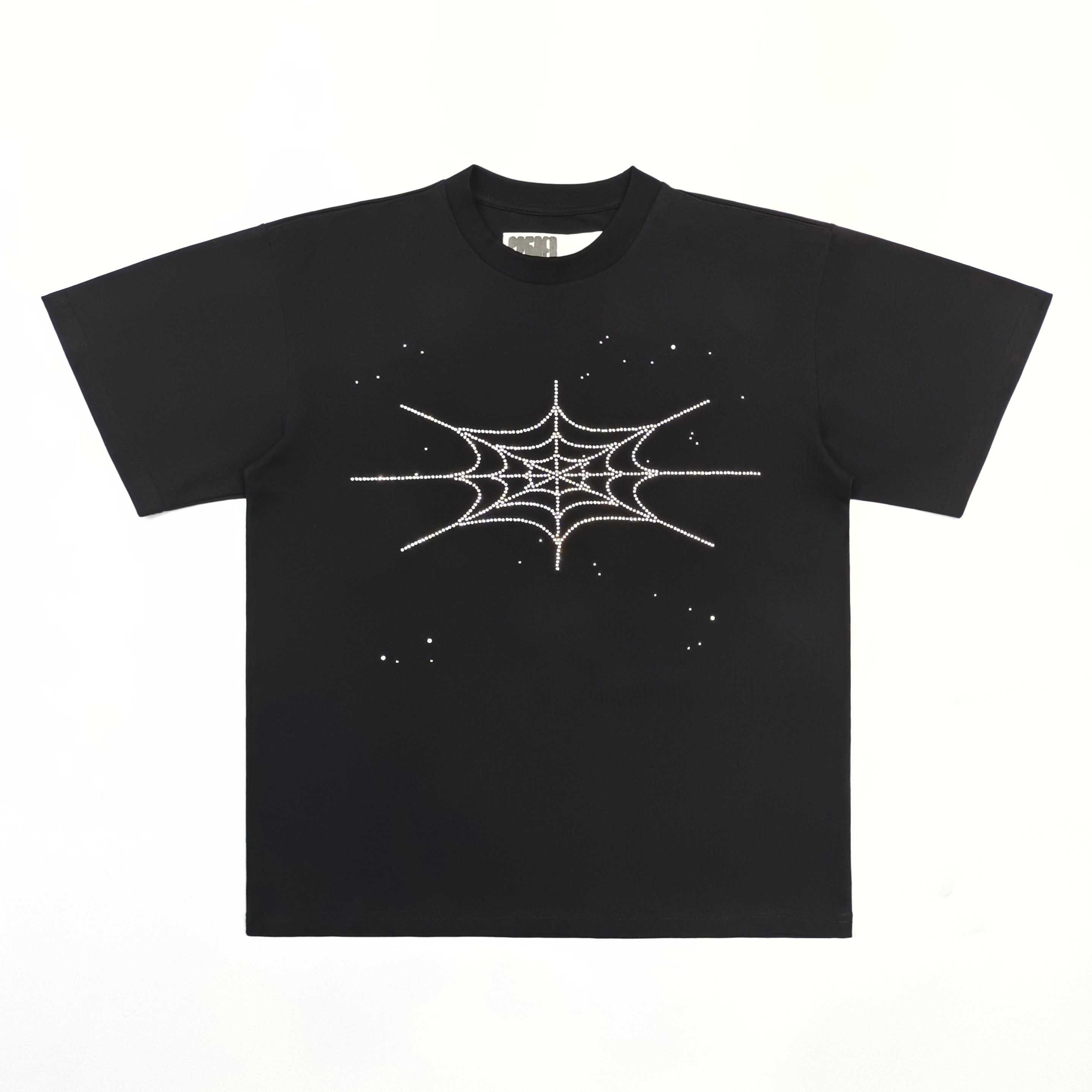 Sp5der Rhinestone Silk Tee 'Black' - DopestKickz