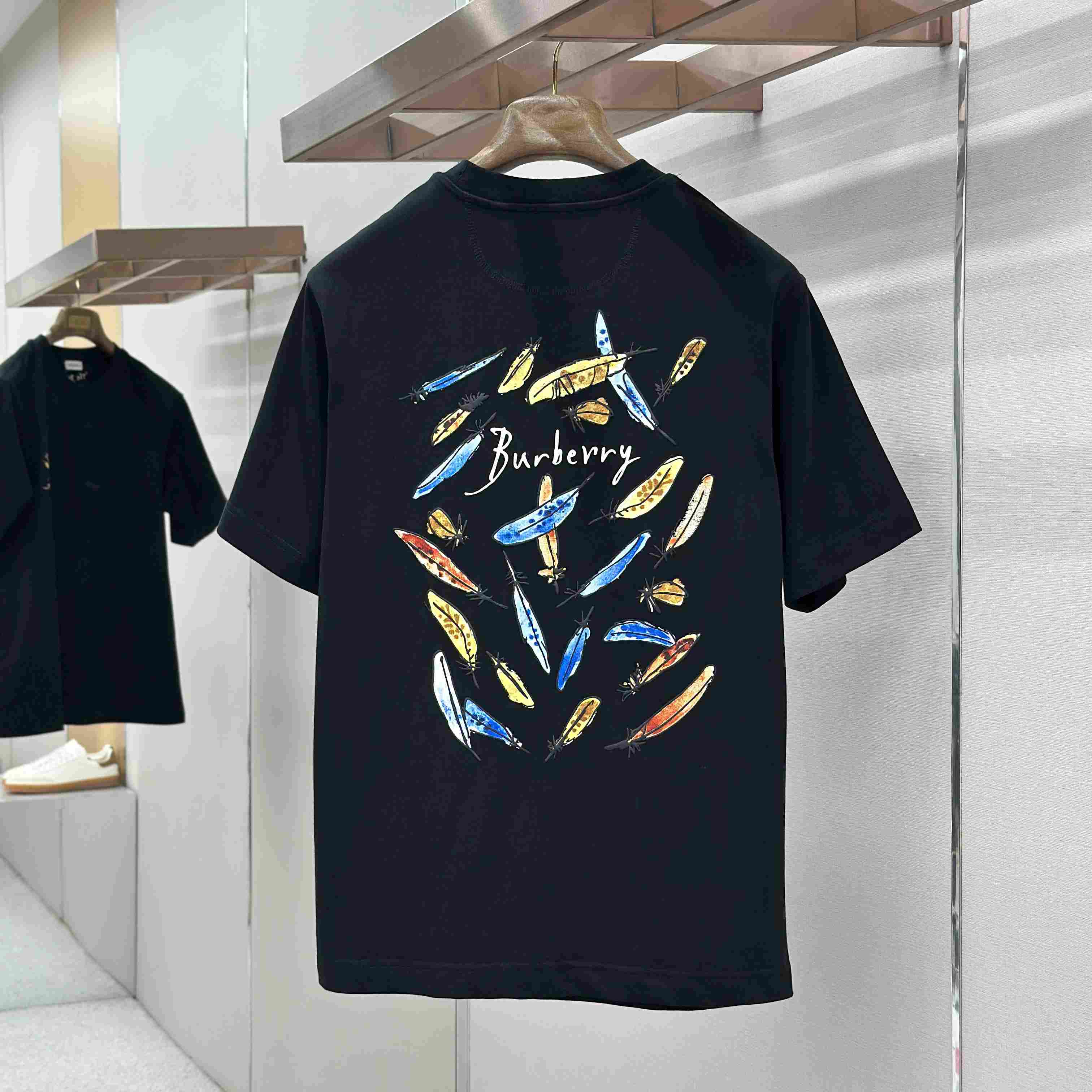 Burberry Feather Print Cotton T-shirt   'Black' - DopestKickz