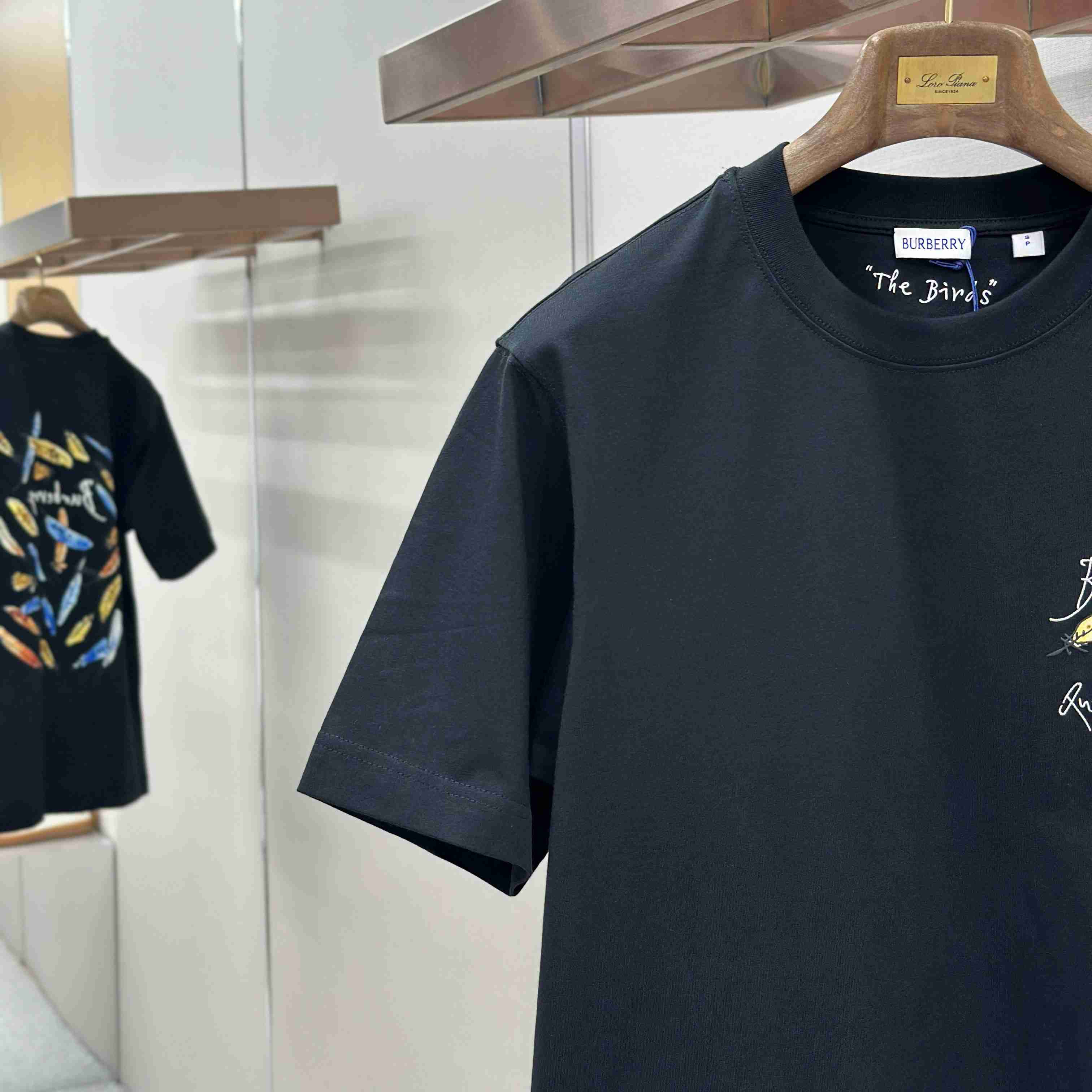 Burberry Feather Print Cotton T-shirt   'Black' - DopestKickz