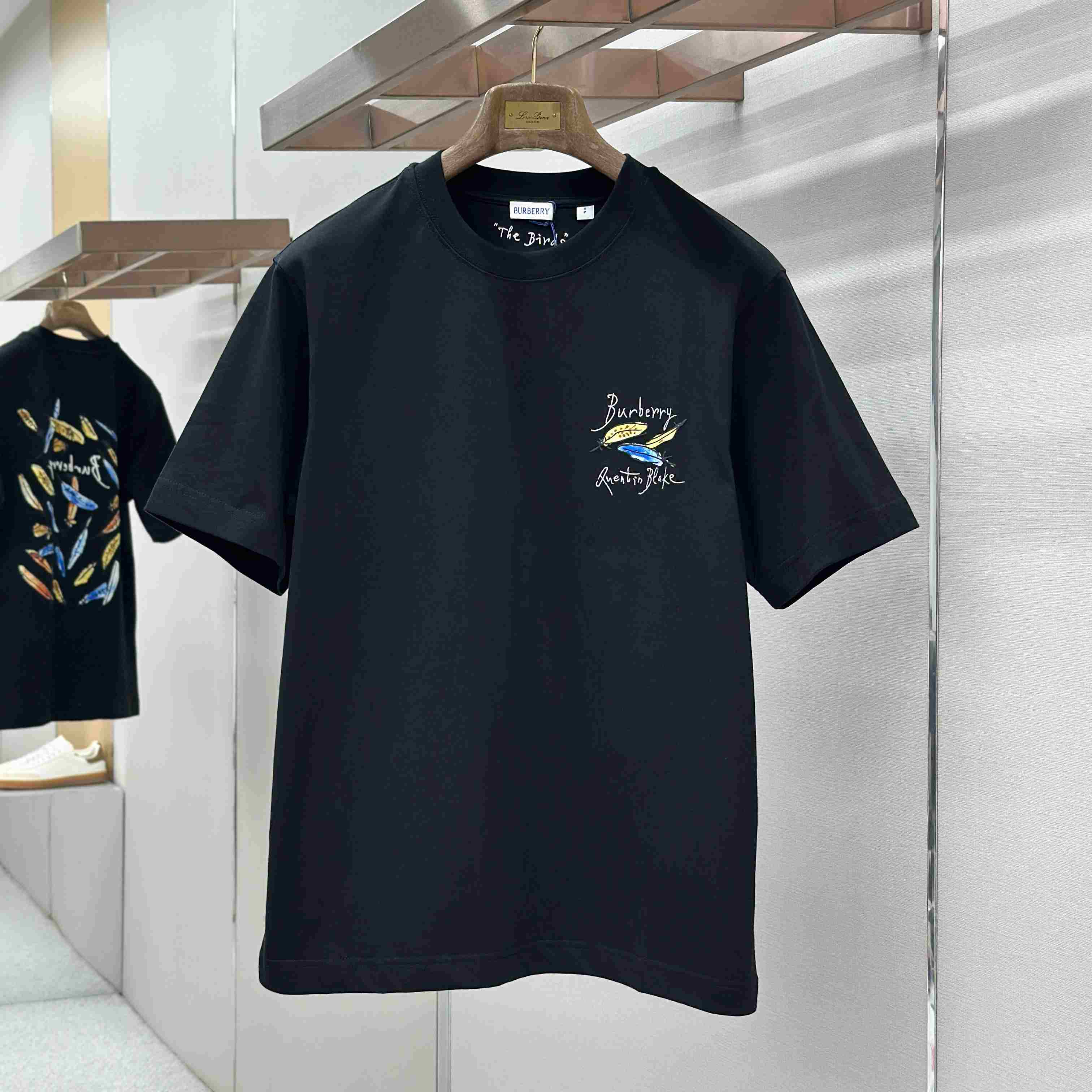 Burberry Feather Print Cotton T-shirt   'Black' - DopestKickz