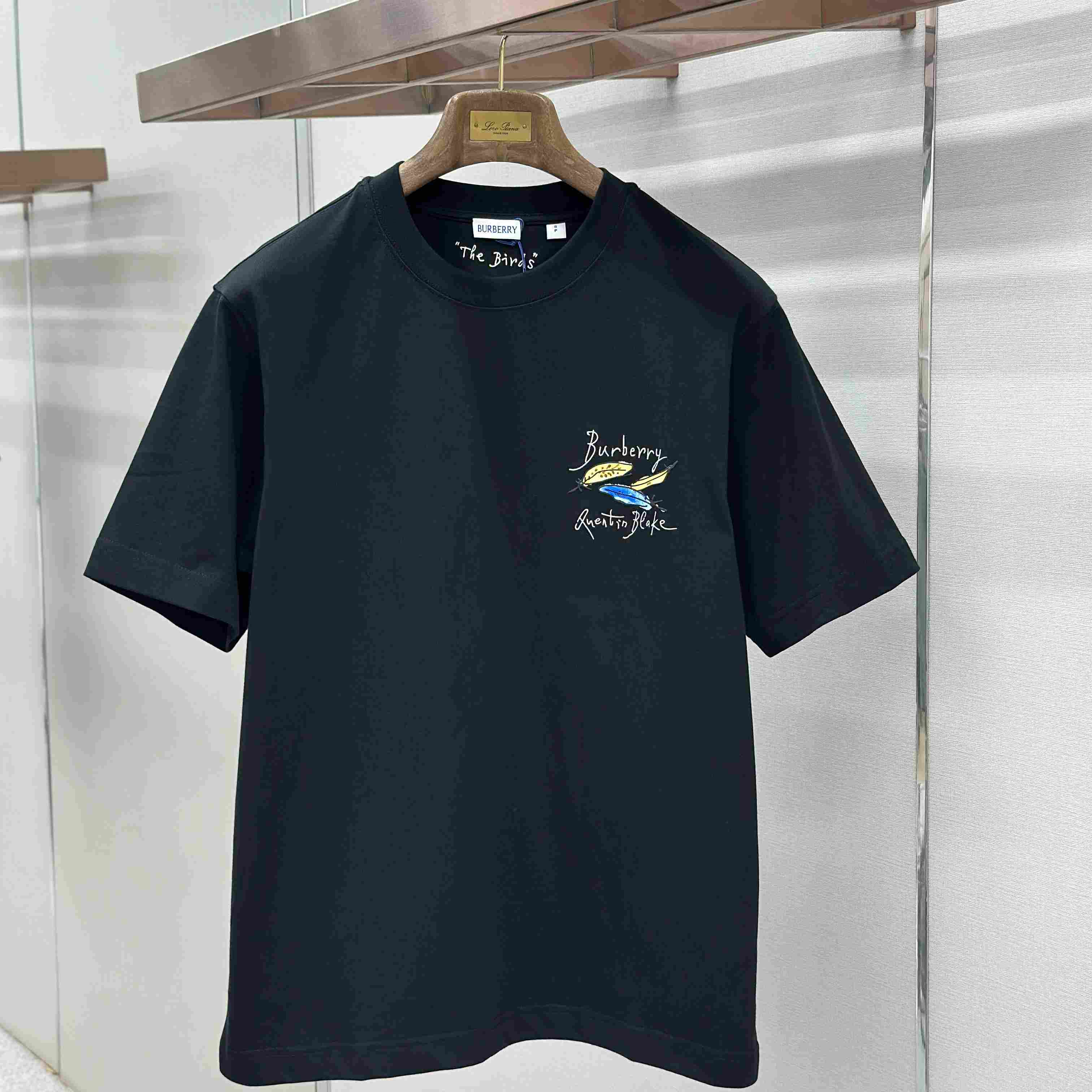 Burberry Feather Print Cotton T-shirt   'Black' - DopestKickz